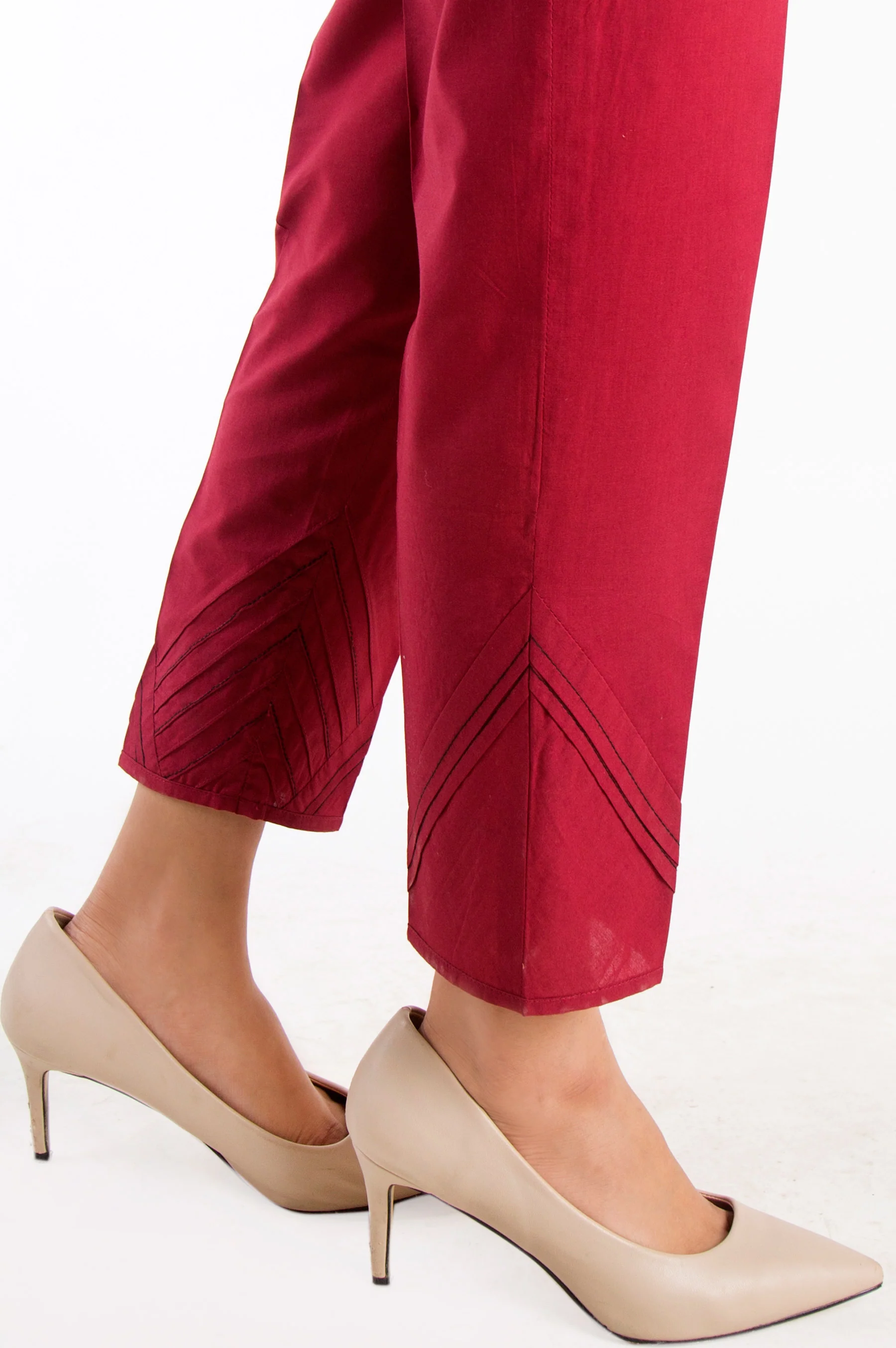 Cambric Cigarette Pants - Maroon - Image 3