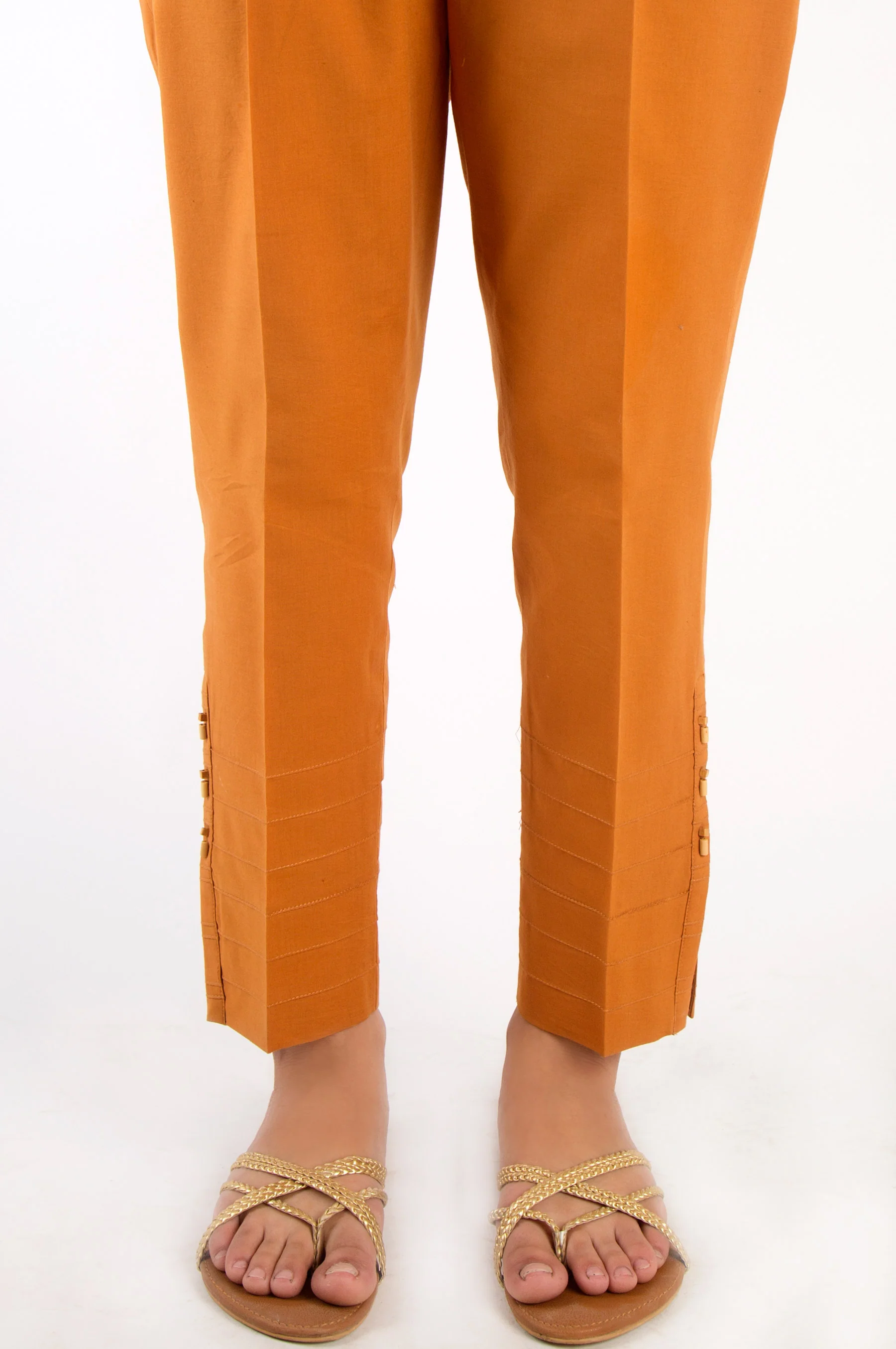 Embellished Cambric Cigarette Pants - Mustard - Image 3
