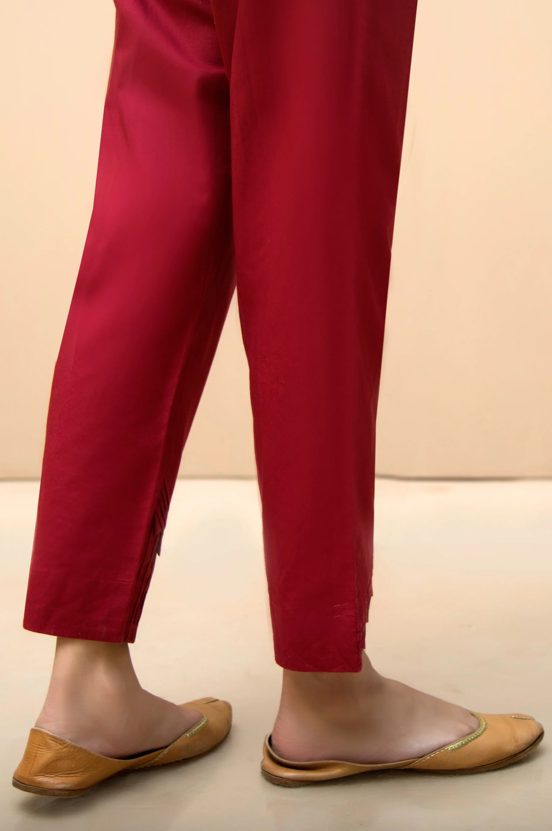 Embellished Cambric Cigarette Pants - Maroon - Image 2