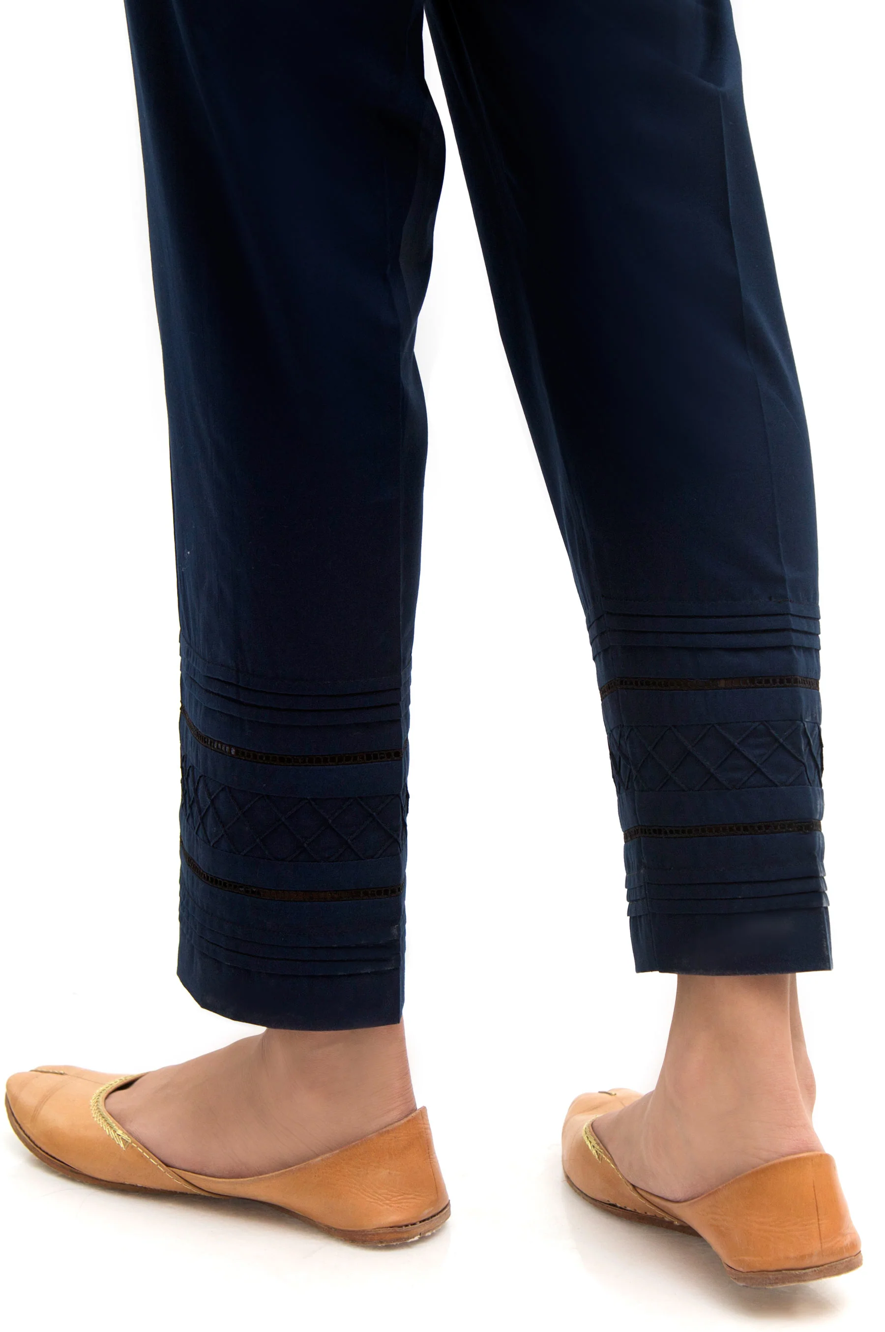 Embellished Cambric Cigarette Pants - Navy - Image 2