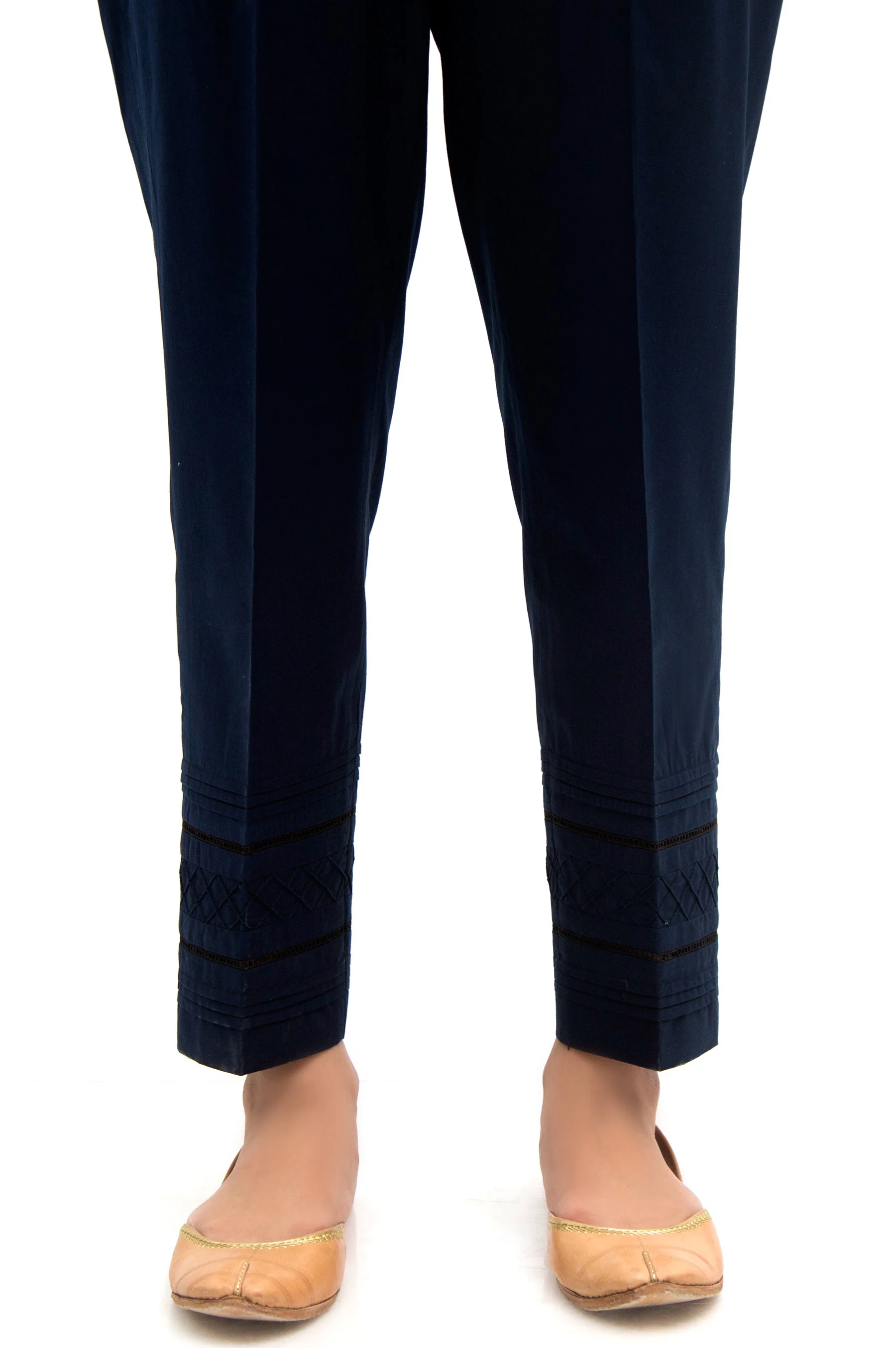 Embellished Cambric Cigarette Pants - Navy - Image 3
