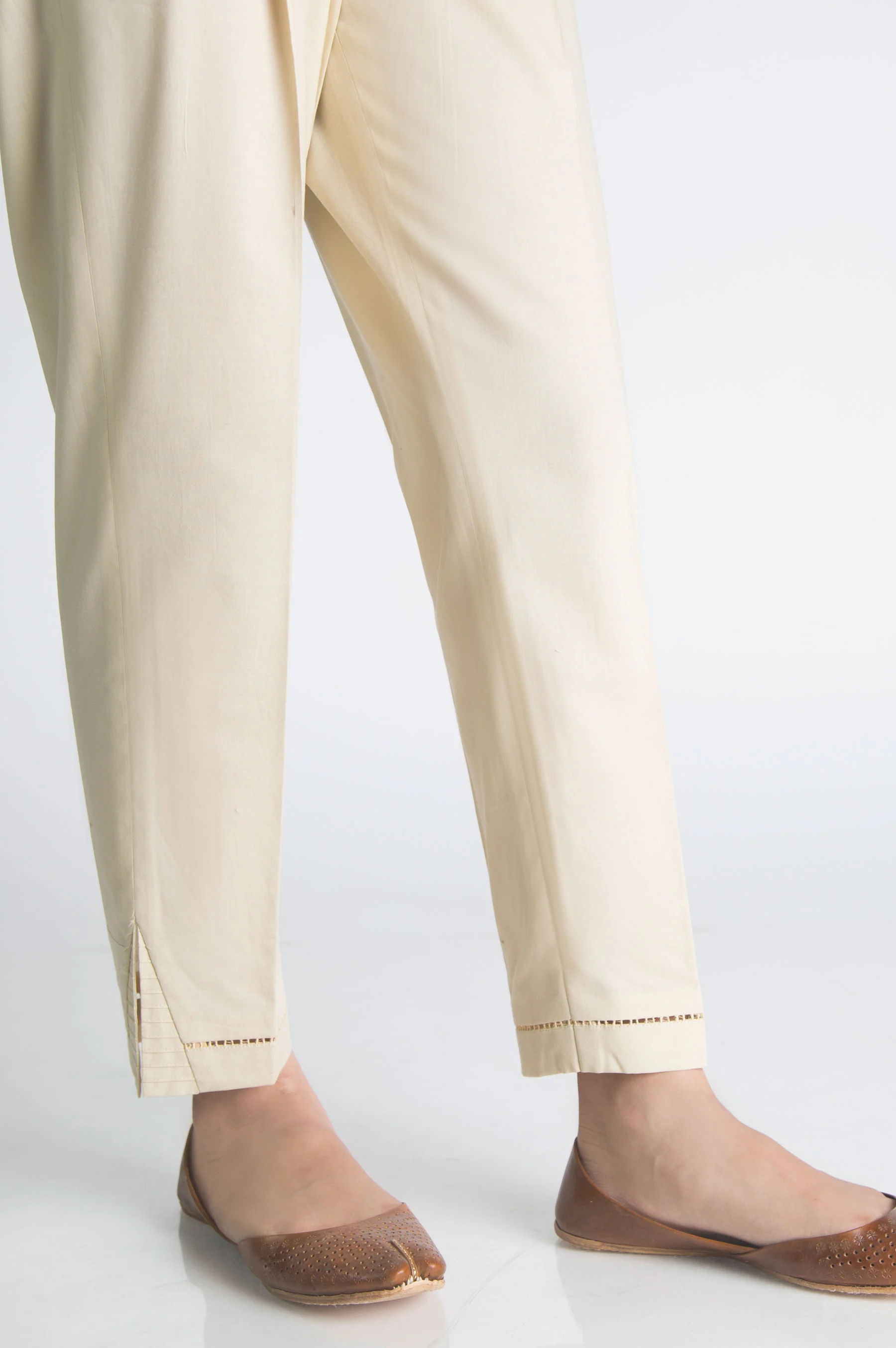 Embellished Cambric Cigarette Pants - Beige - Image 2