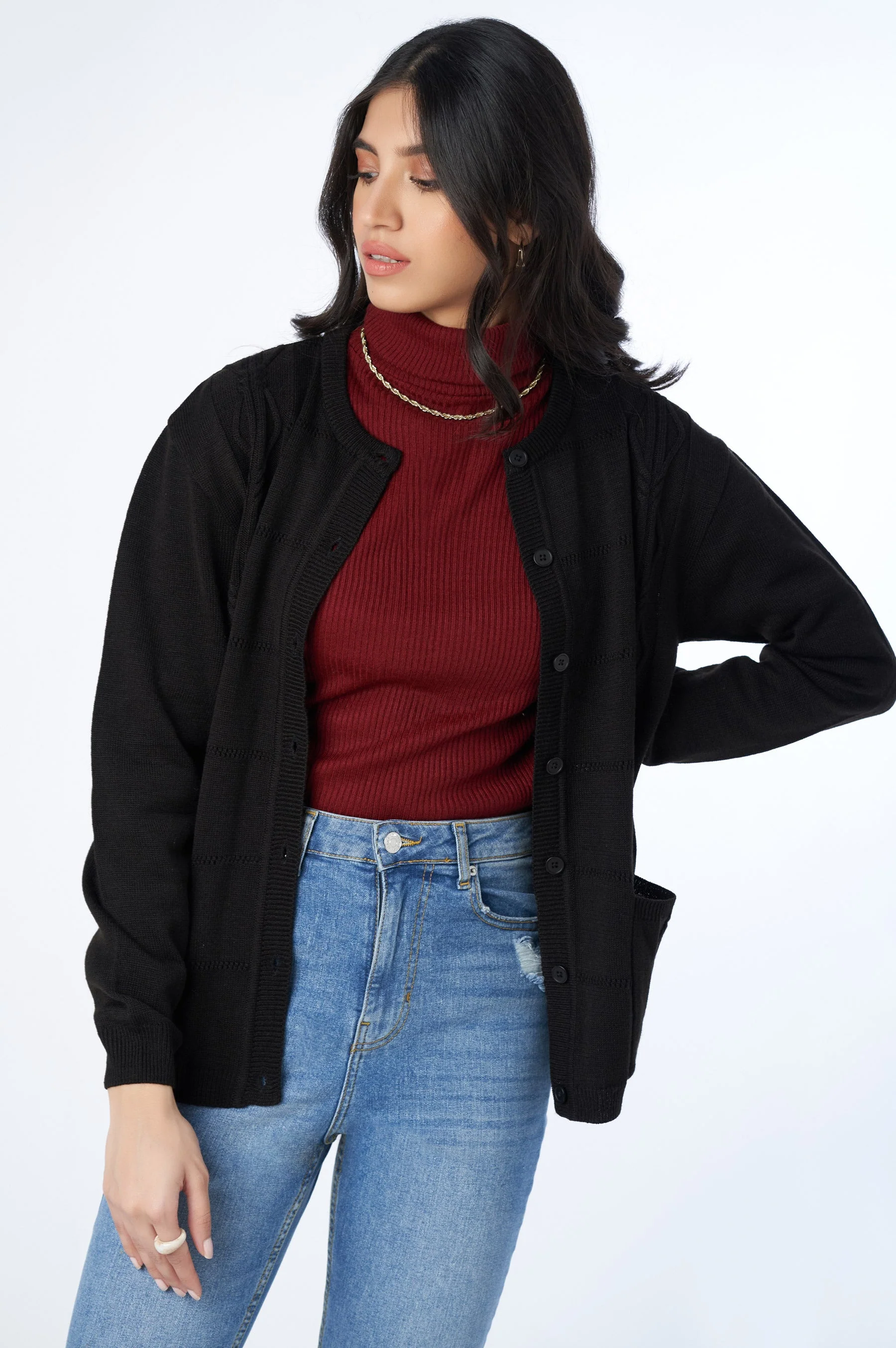Classic Knitted Cardigan - Black