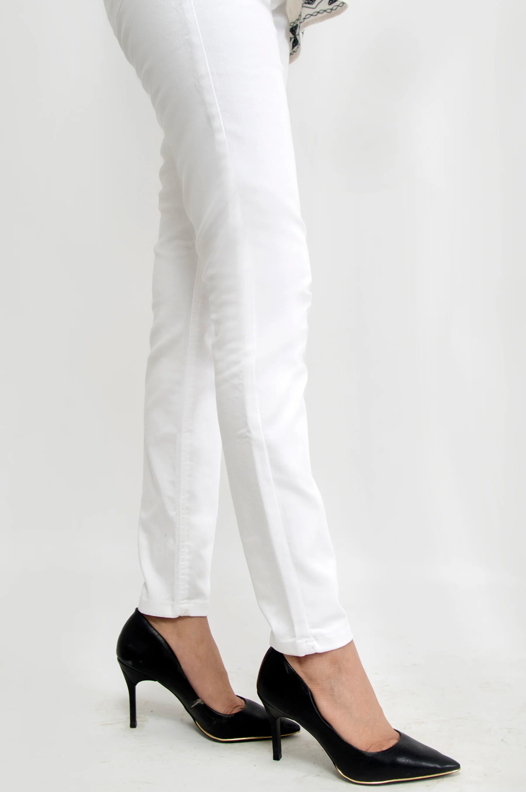Cotton Denim Pants - Beige - Image 2