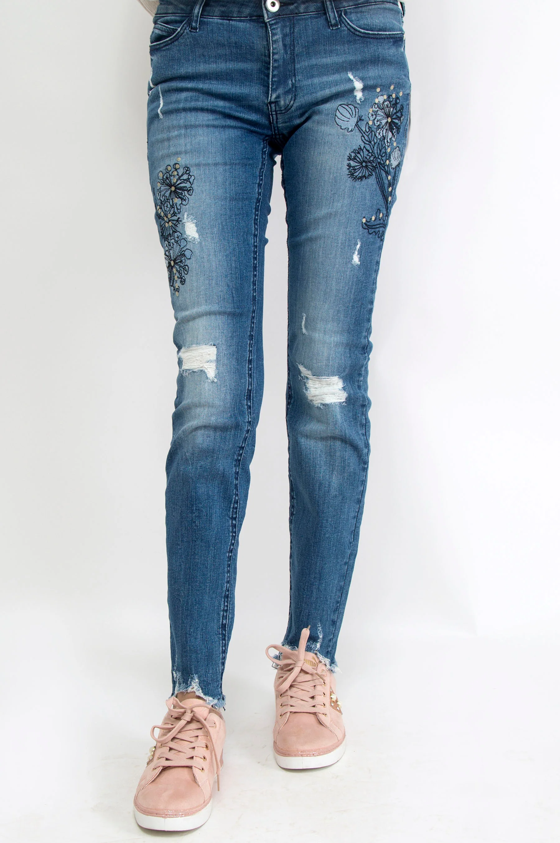 Cotton Denim Pants - Blue - Image 2