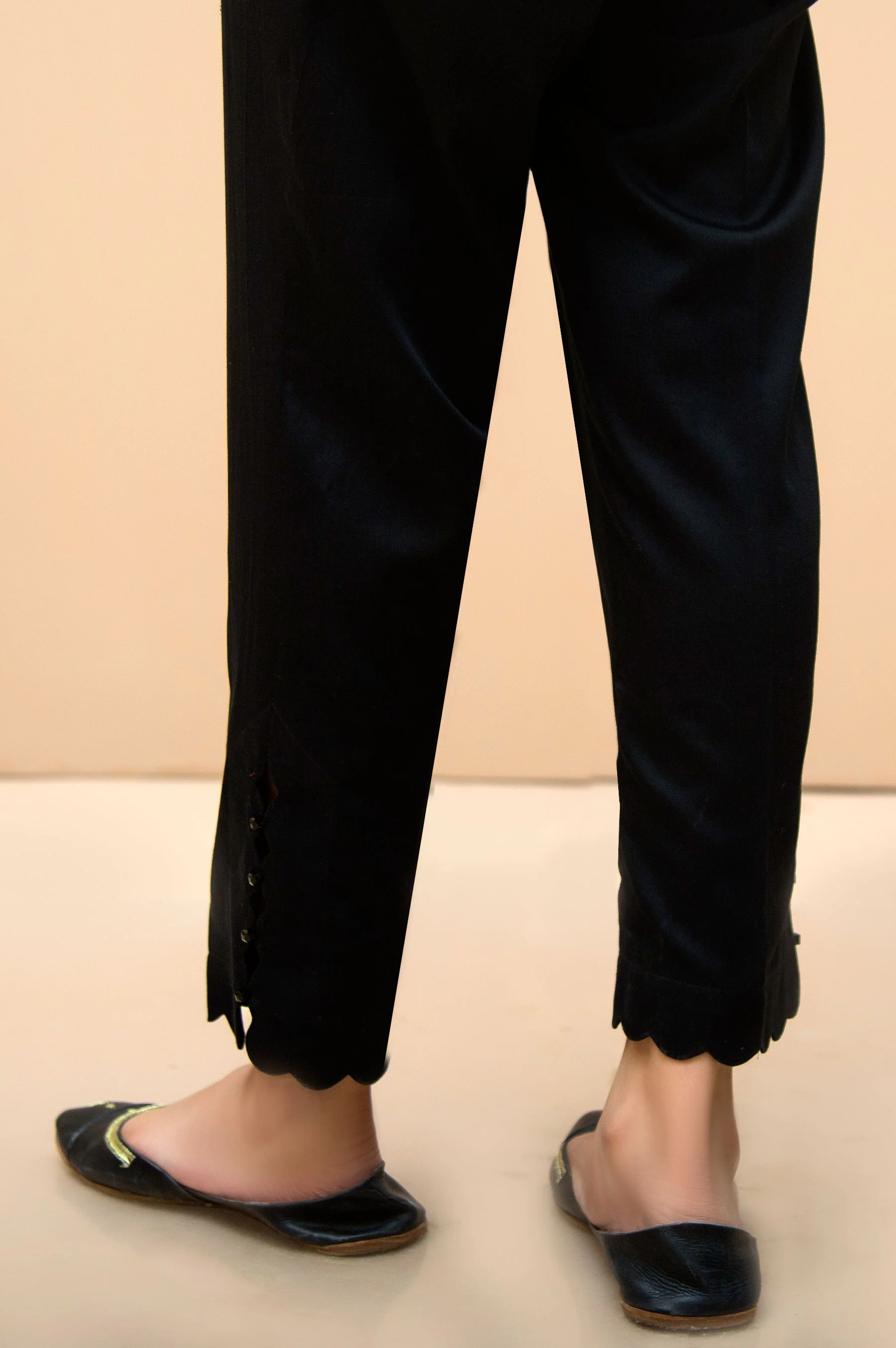 Embellished Cotton Satin Cigarette Pants  - Black - Image 2