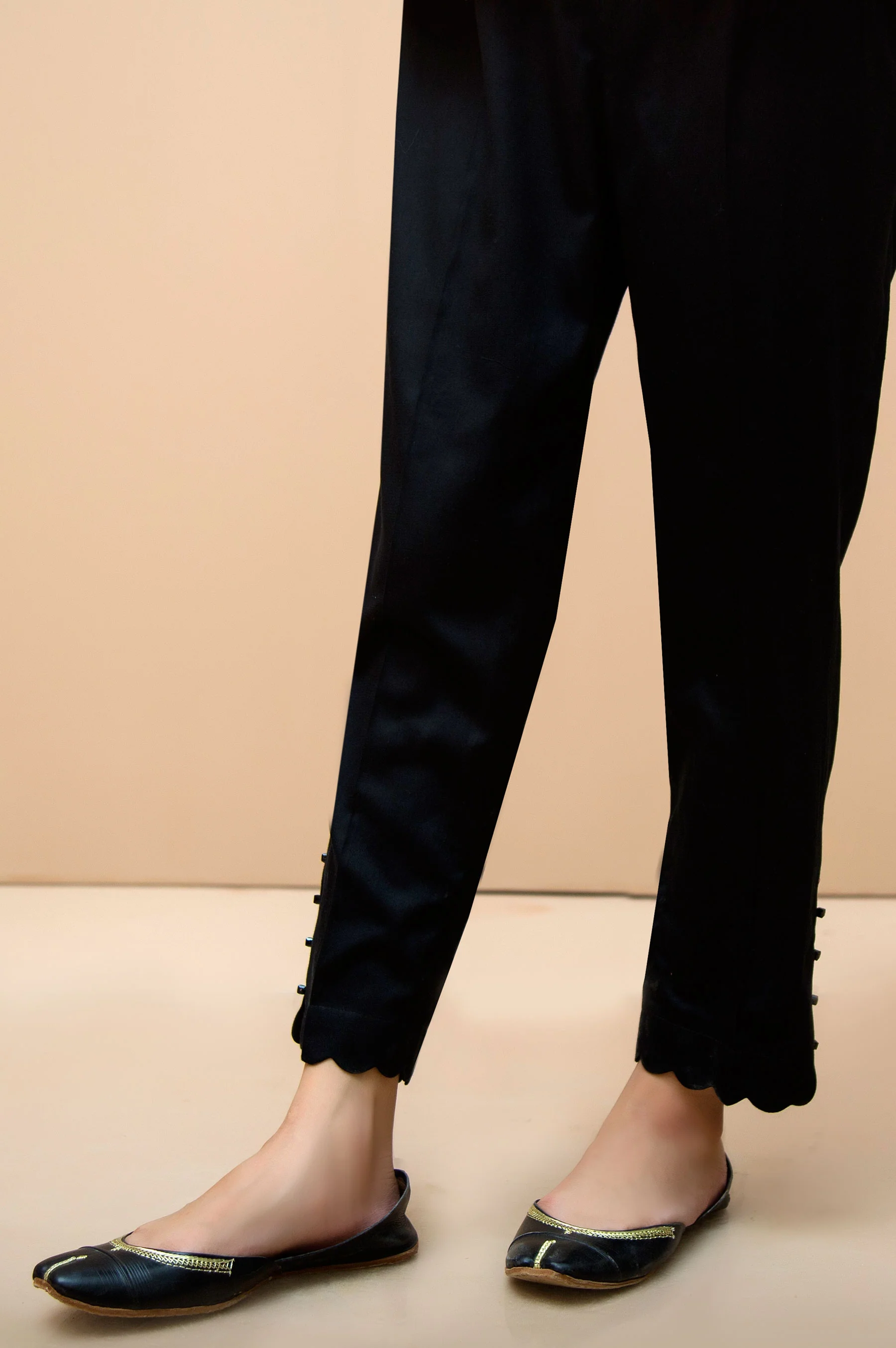 Embellished Cotton Satin Cigarette Pants  - Black - Image 3