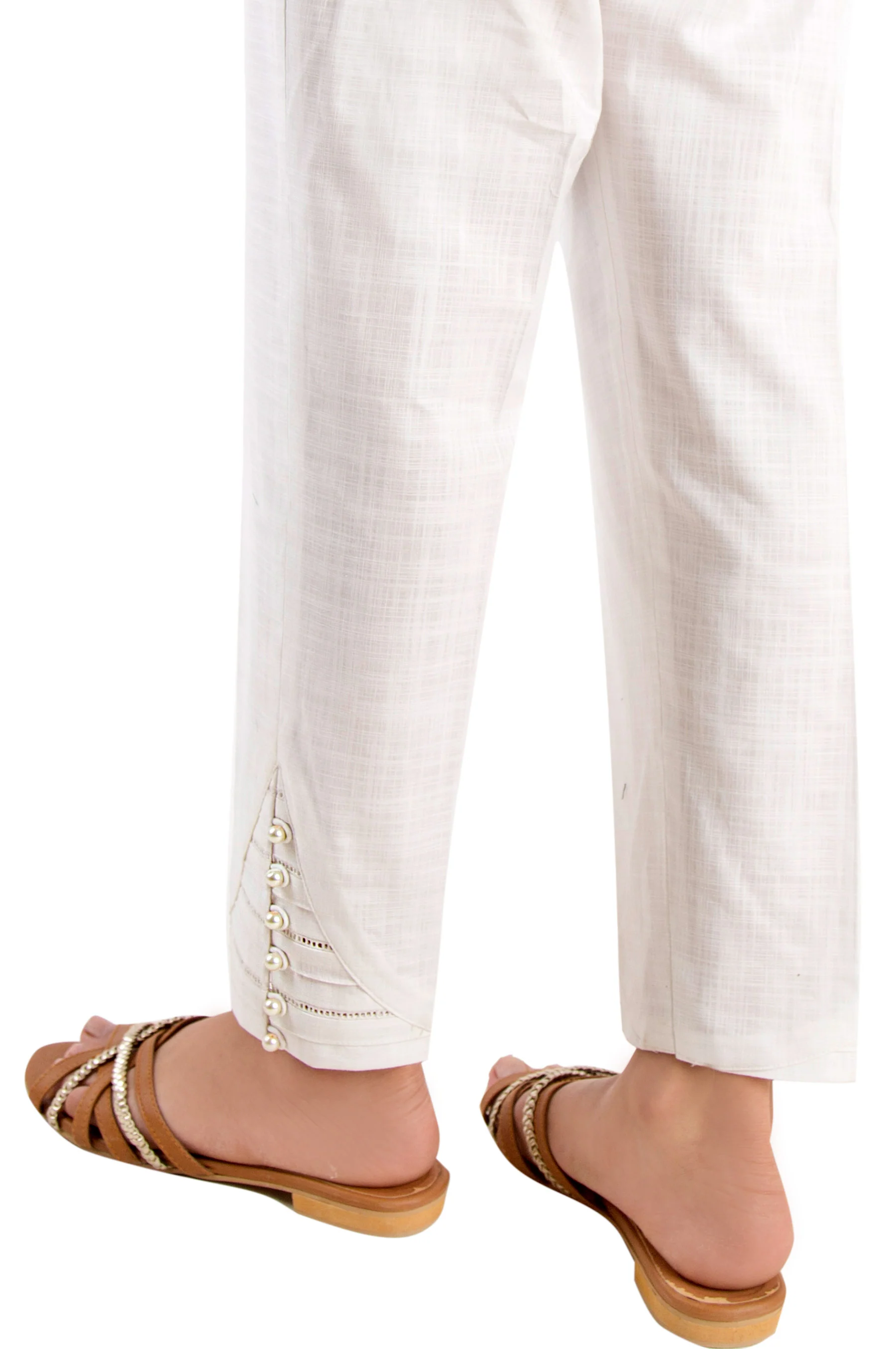 Embellished Cigarette Pants - White - Image 2