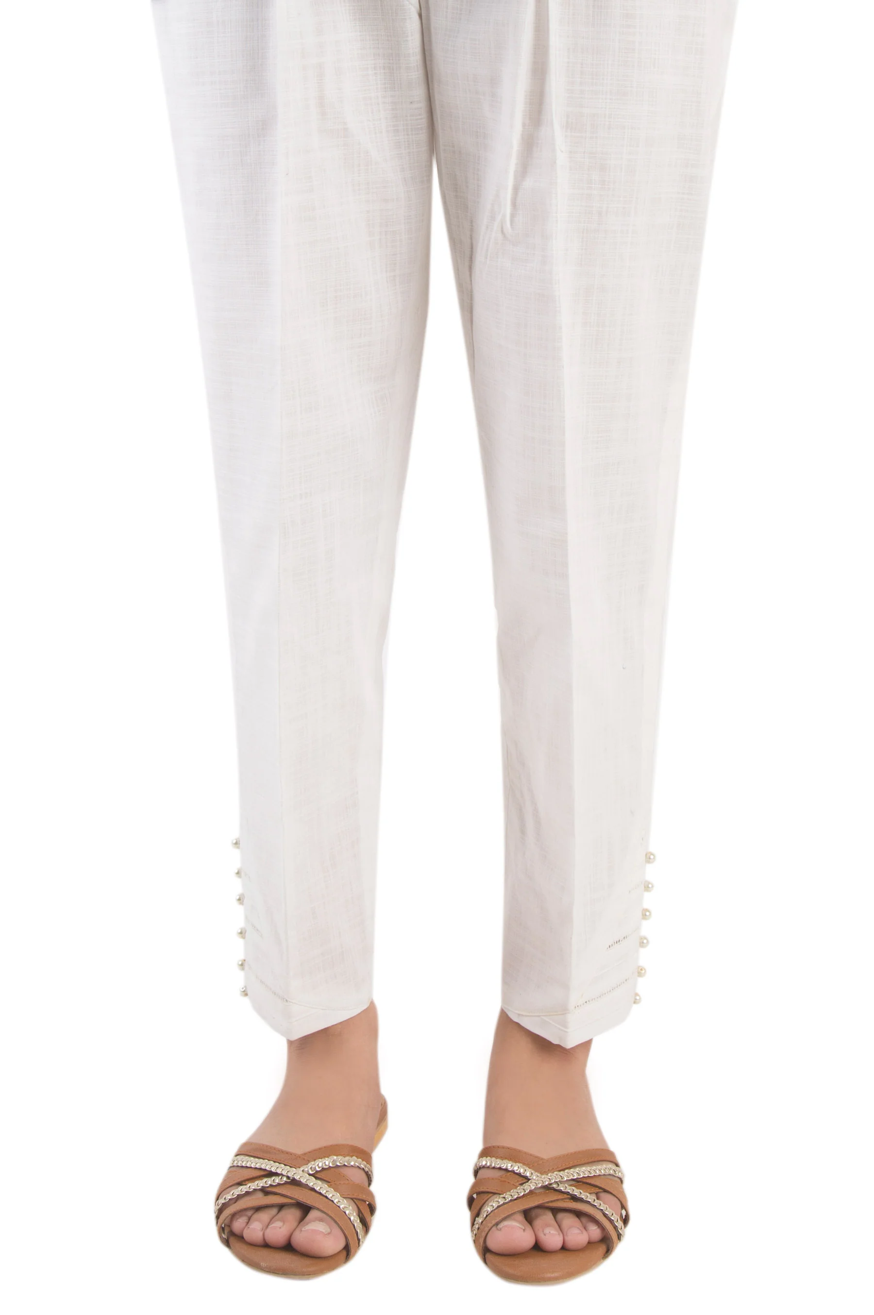 Embellished Cigarette Pants - White - Image 3
