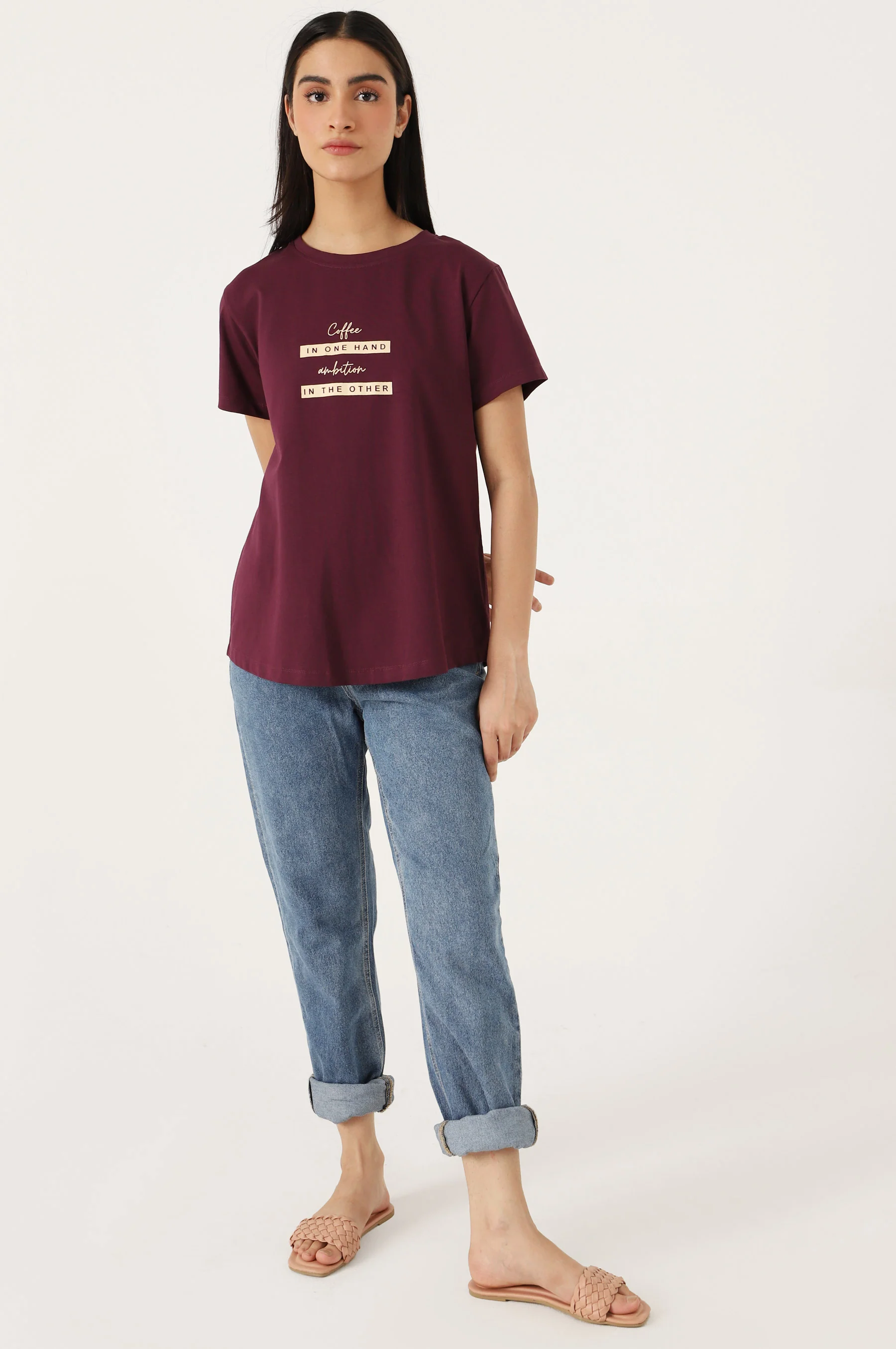 Crew Neck Half Sleeves Tee - Image 3