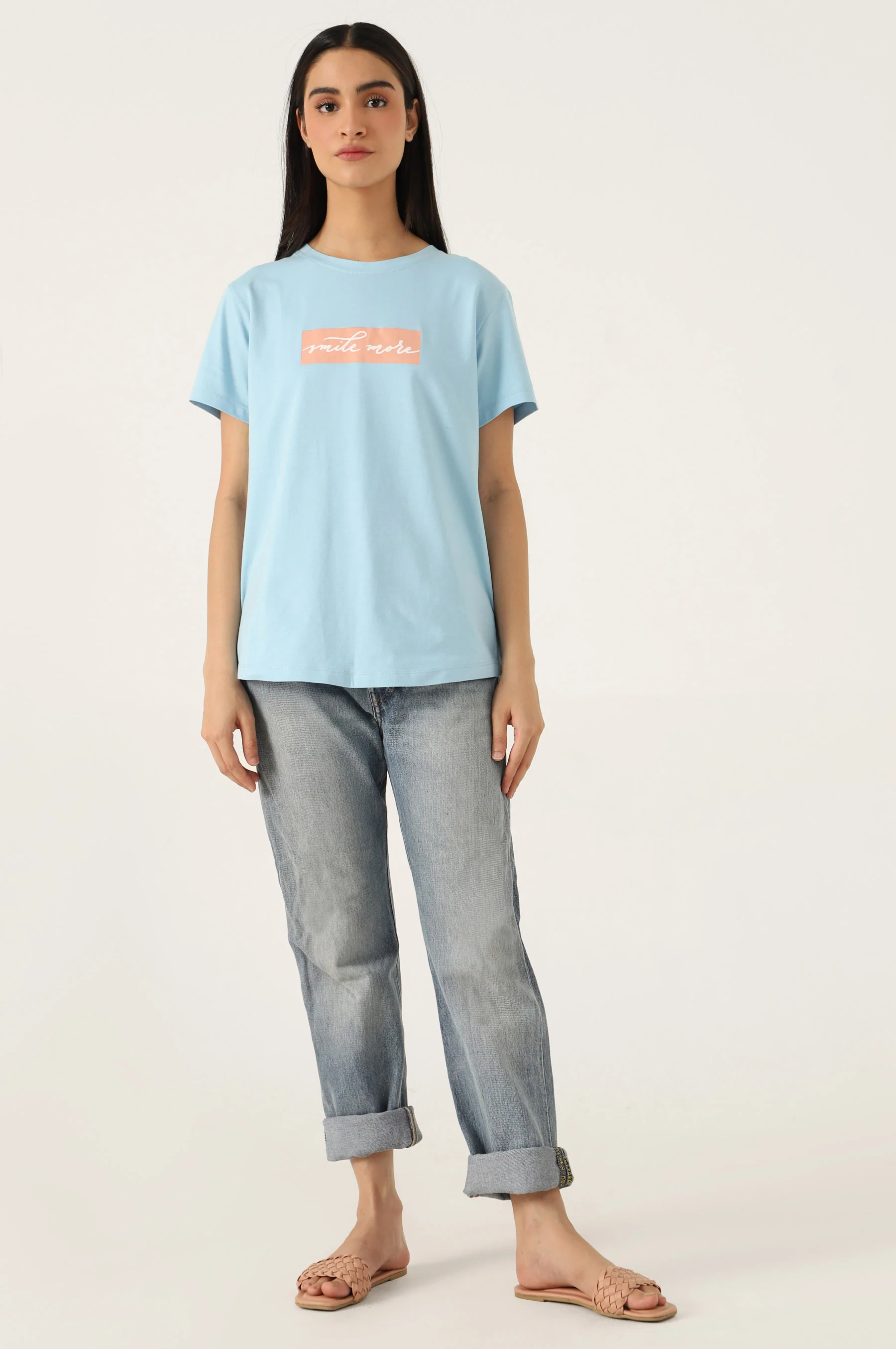 Crew Neck Half Sleeves Tee - Image 4