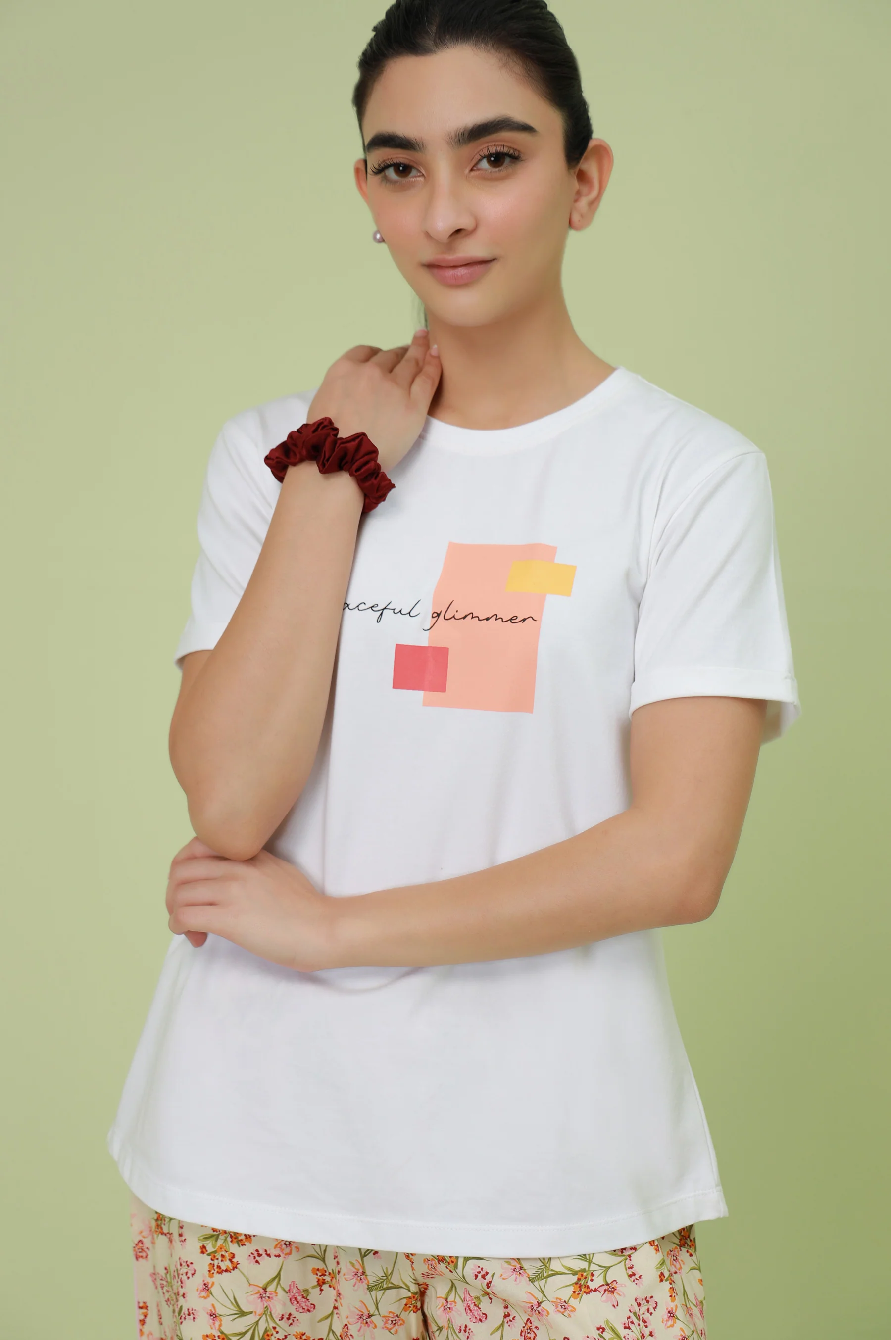 Crew Neck Half Sleeves Tee - White