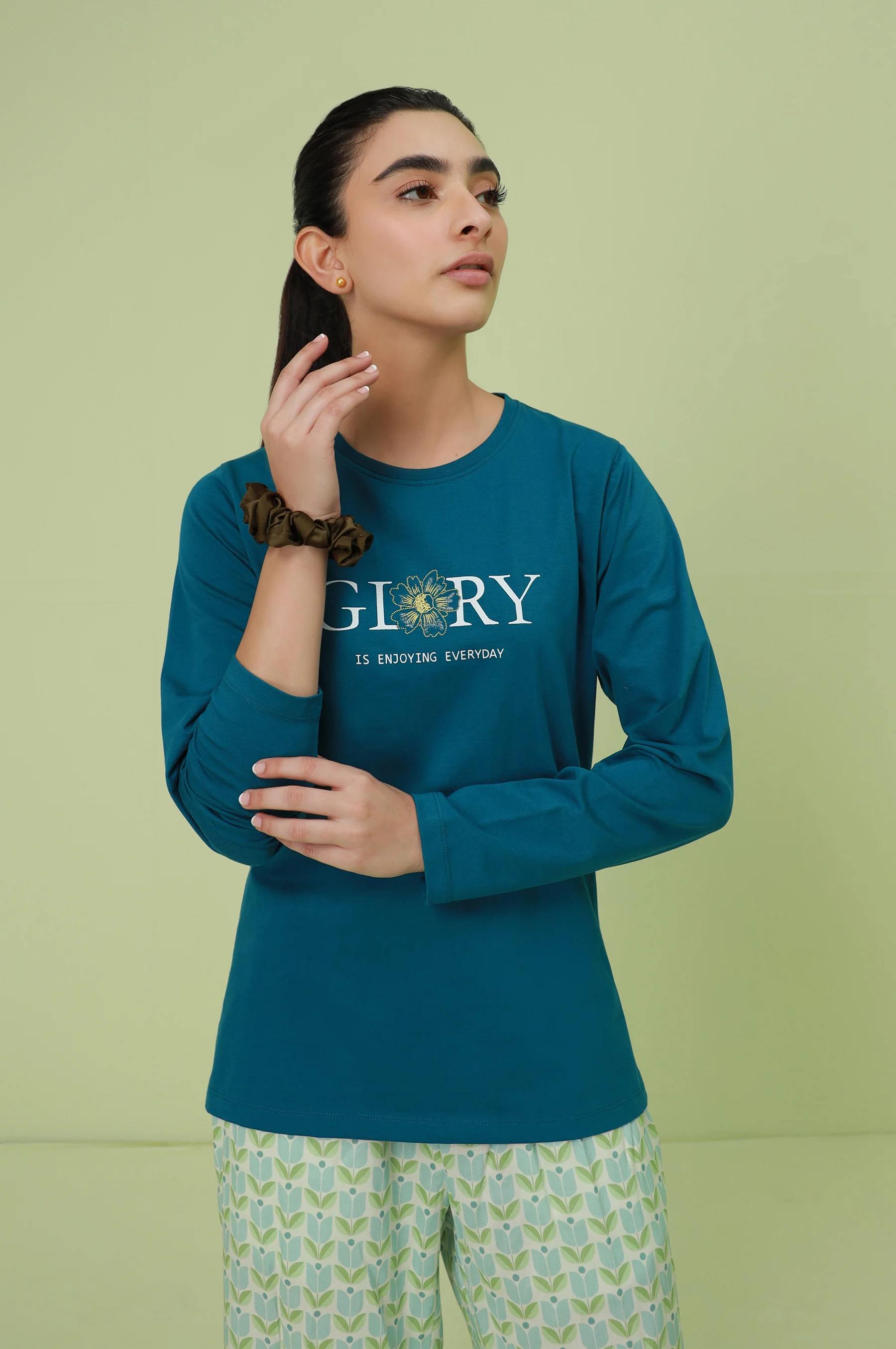 Crew Neck Full Sleeves Tee - Blue - Image 3