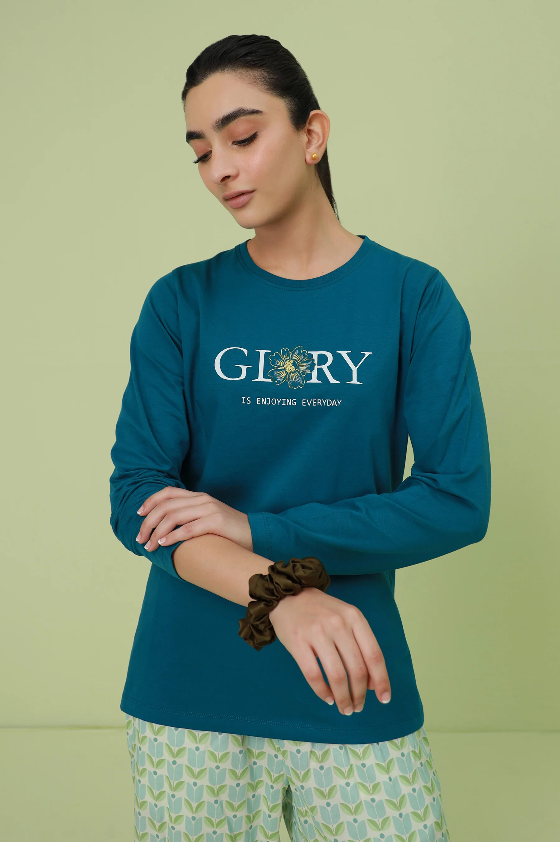 Crew Neck Full Sleeves Tee - Blue - Image 4
