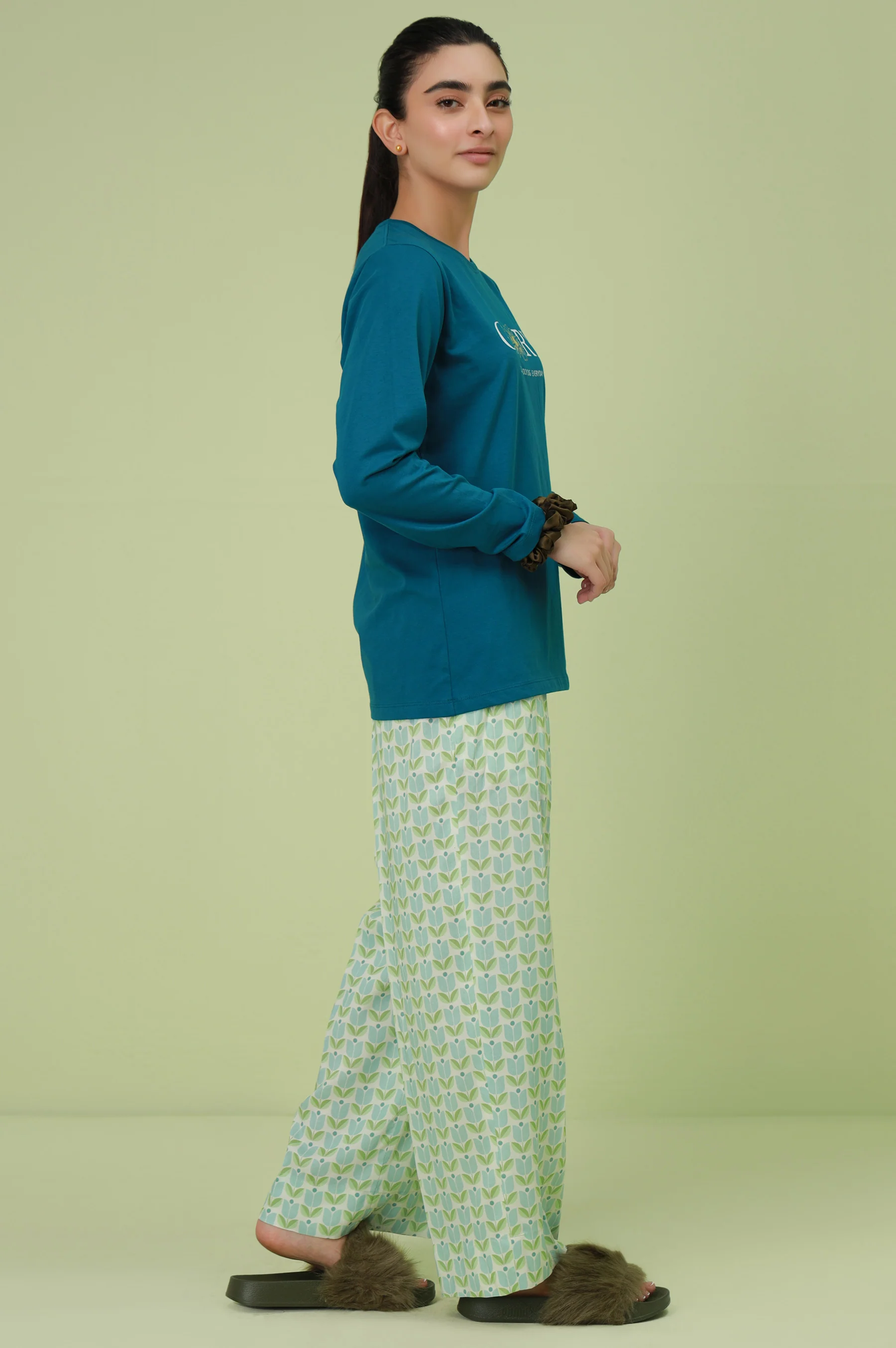 Crew Neck Full Sleeves Tee - Blue - Image 5