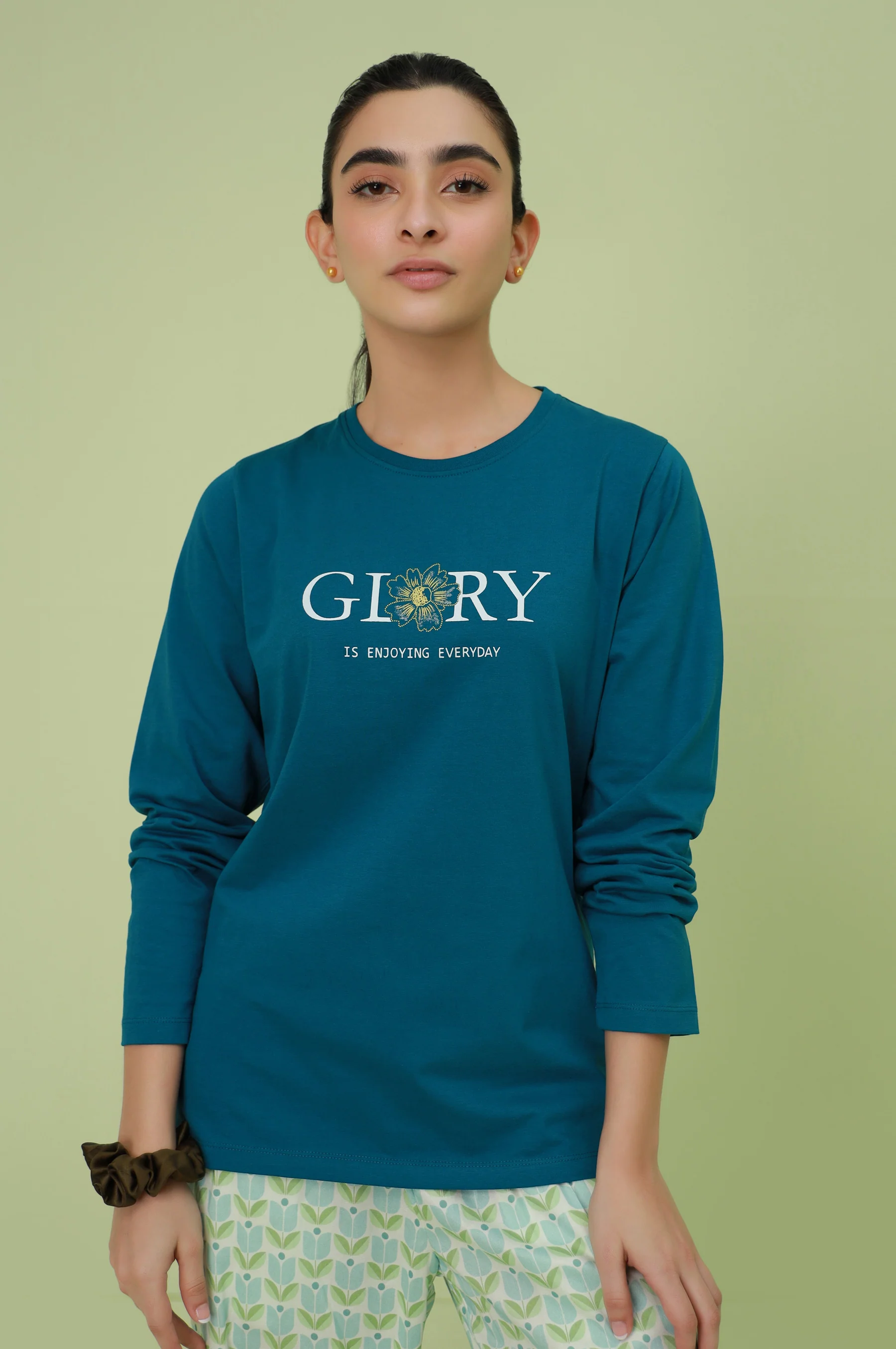 Crew Neck Full Sleeves Tee - Blue - Image 6