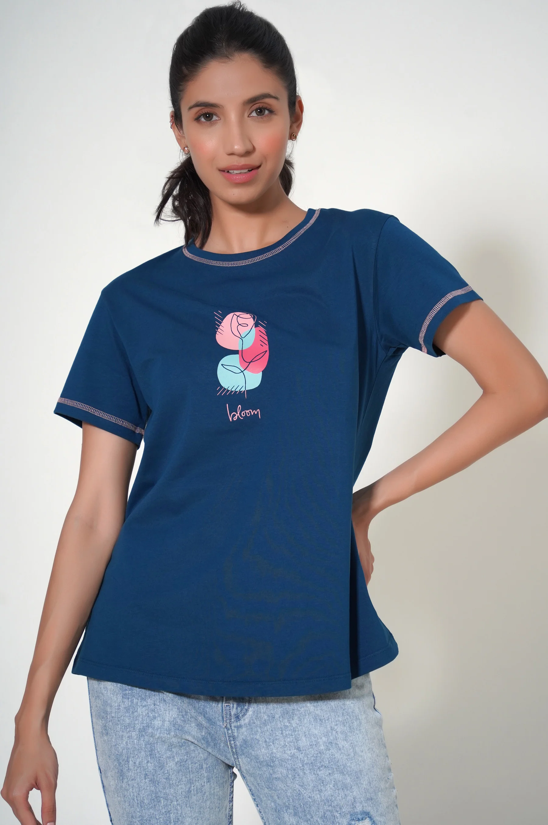 Crew Neck Half Sleeves Tee - Image 4