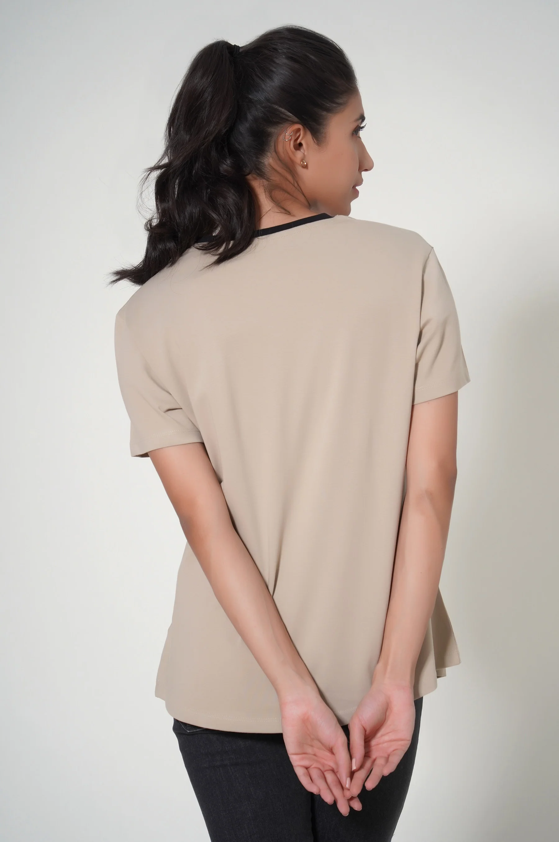 Crew Neck Half Sleeves Tee - Image 2