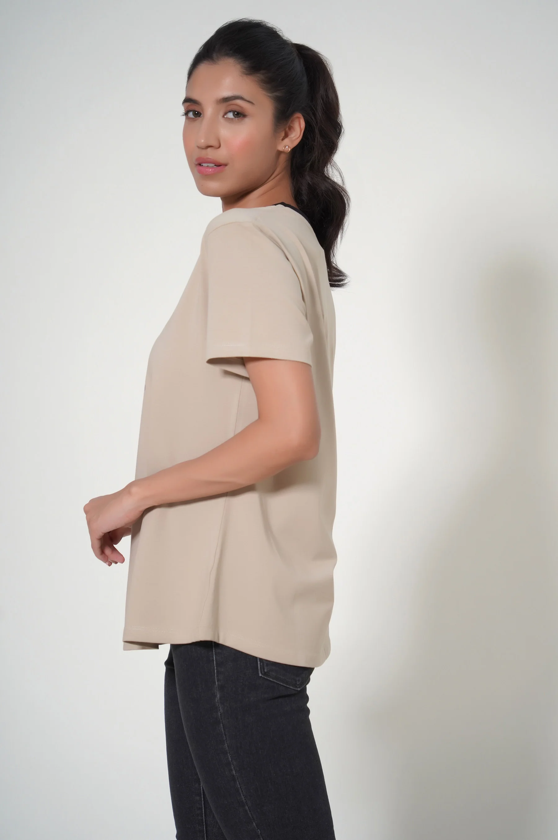 Crew Neck Half Sleeves Tee - Image 4