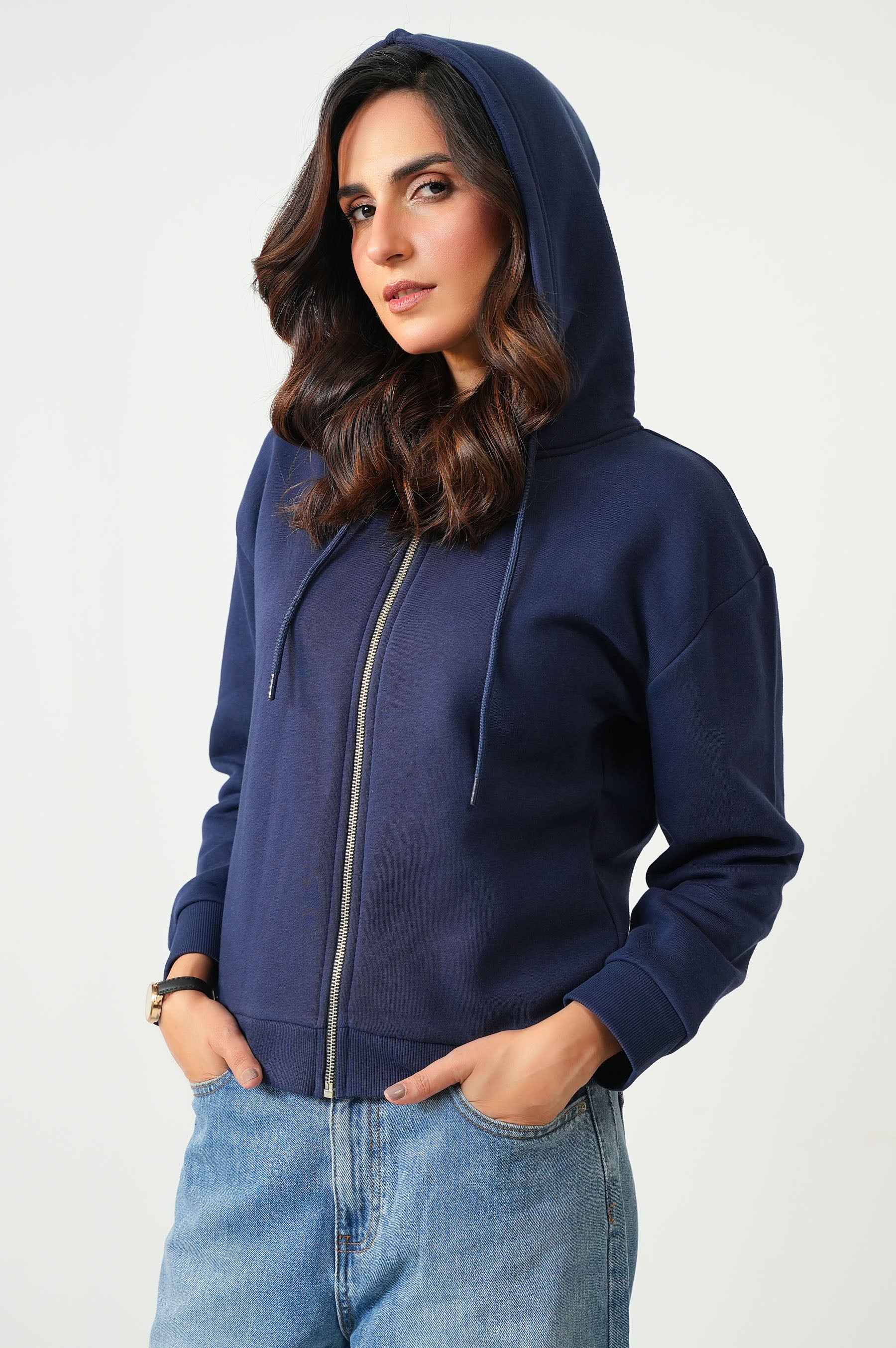 Cropped Fleece Zipper Hoodie - Image 2