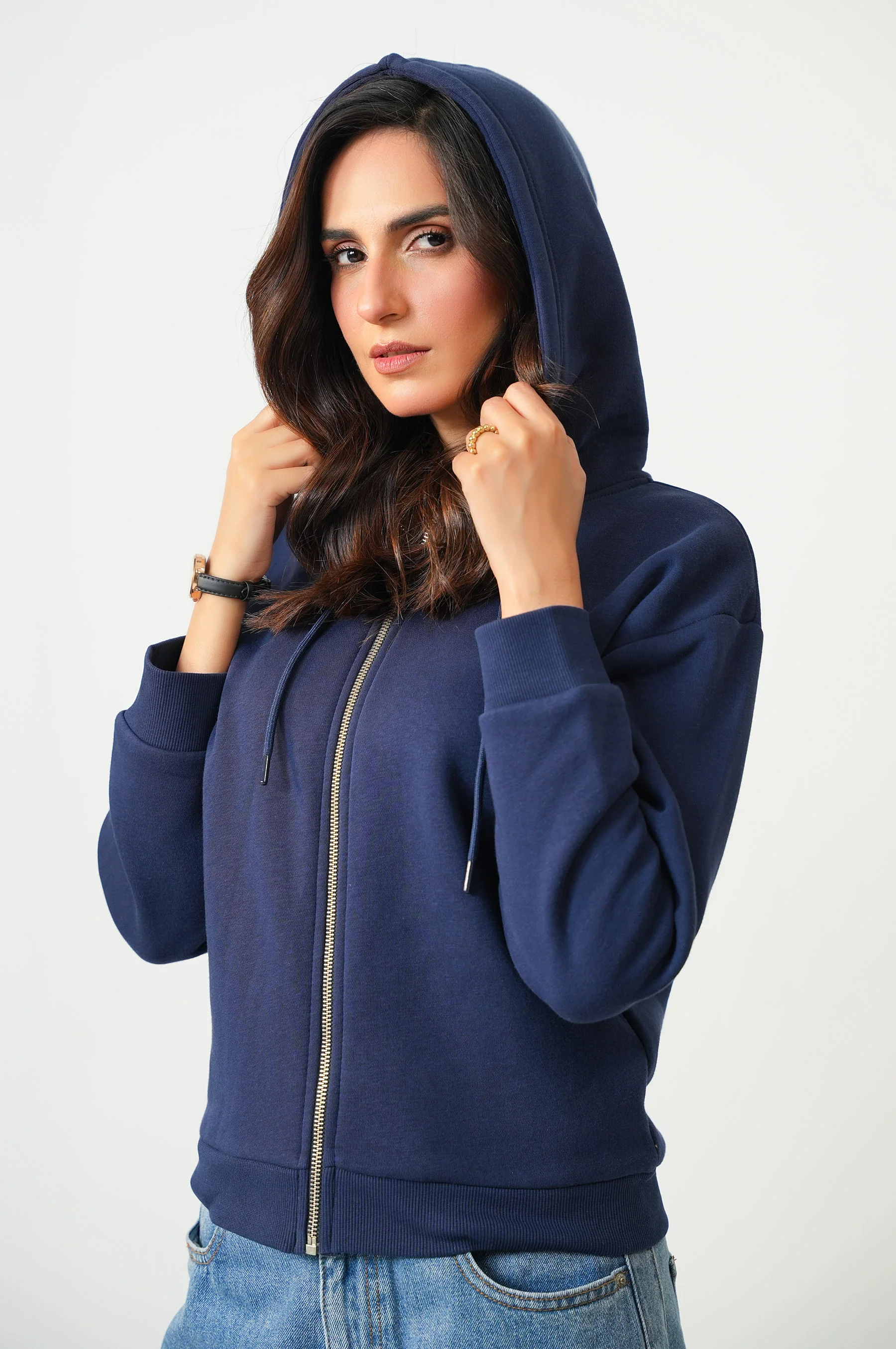 Cropped Fleece Zipper Hoodie - Image 5