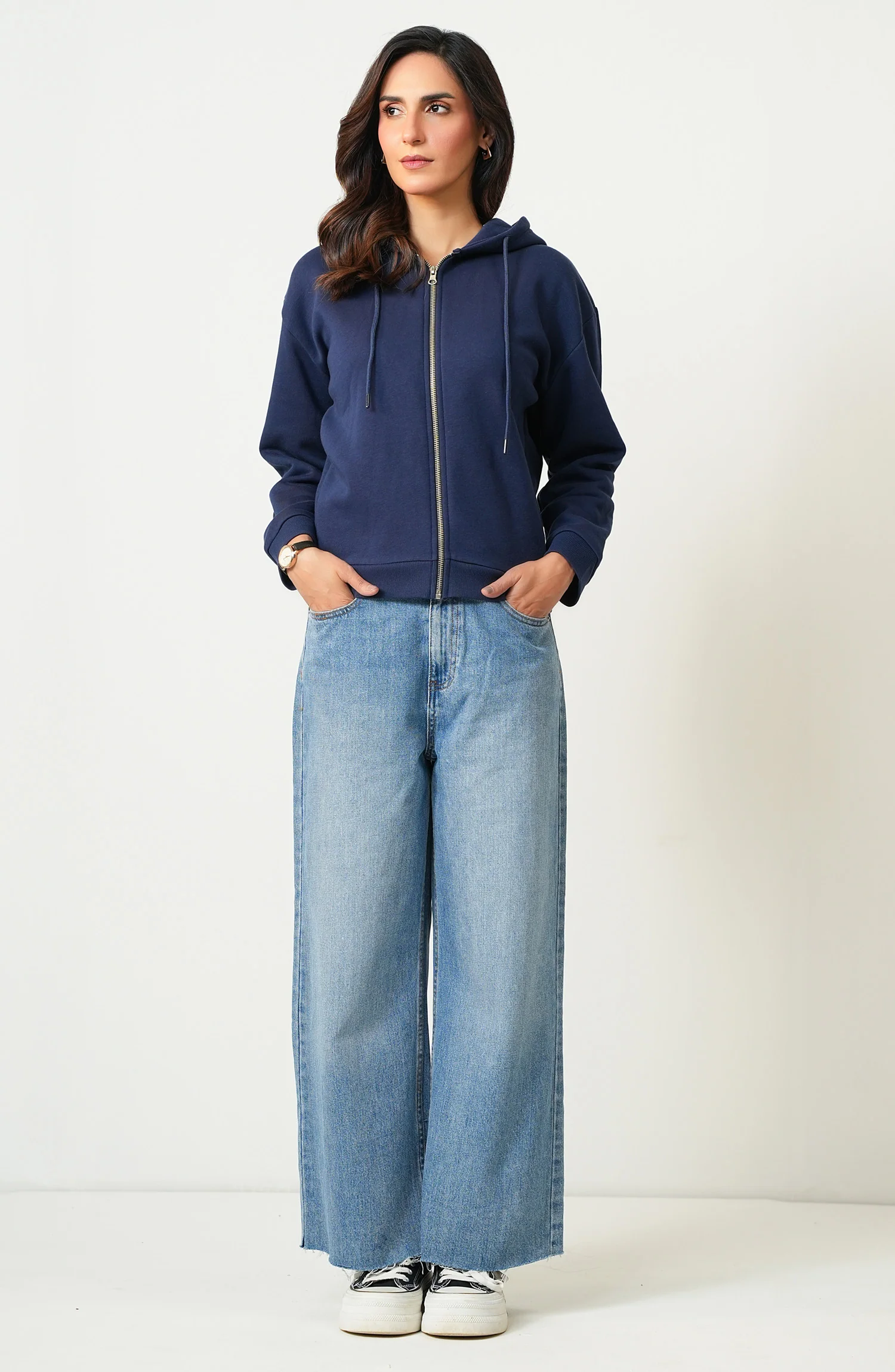 Cropped Fleece Zipper Hoodie - Image 6