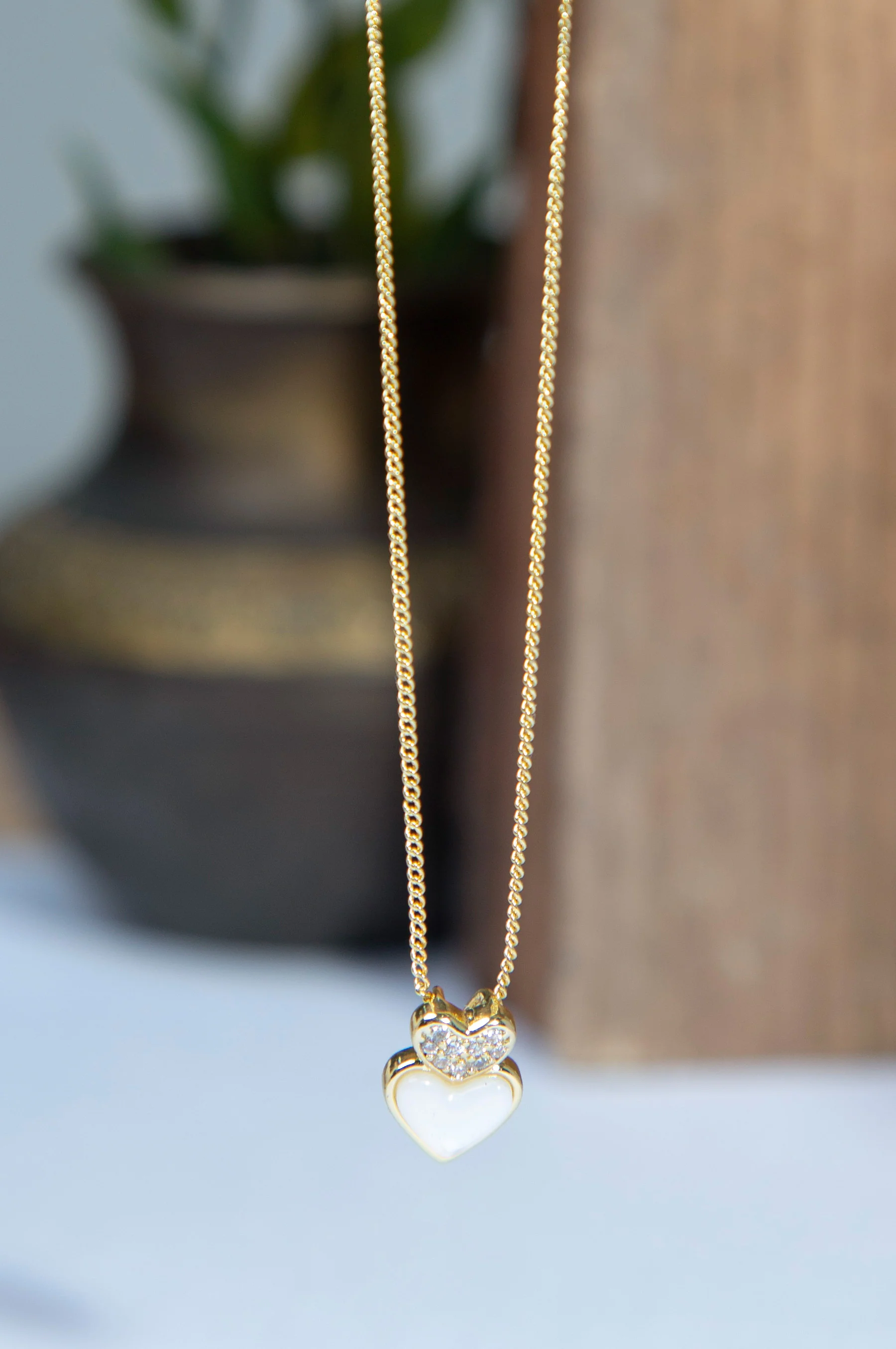 Gold-Plated Brass Heart Necklace - Image 2
