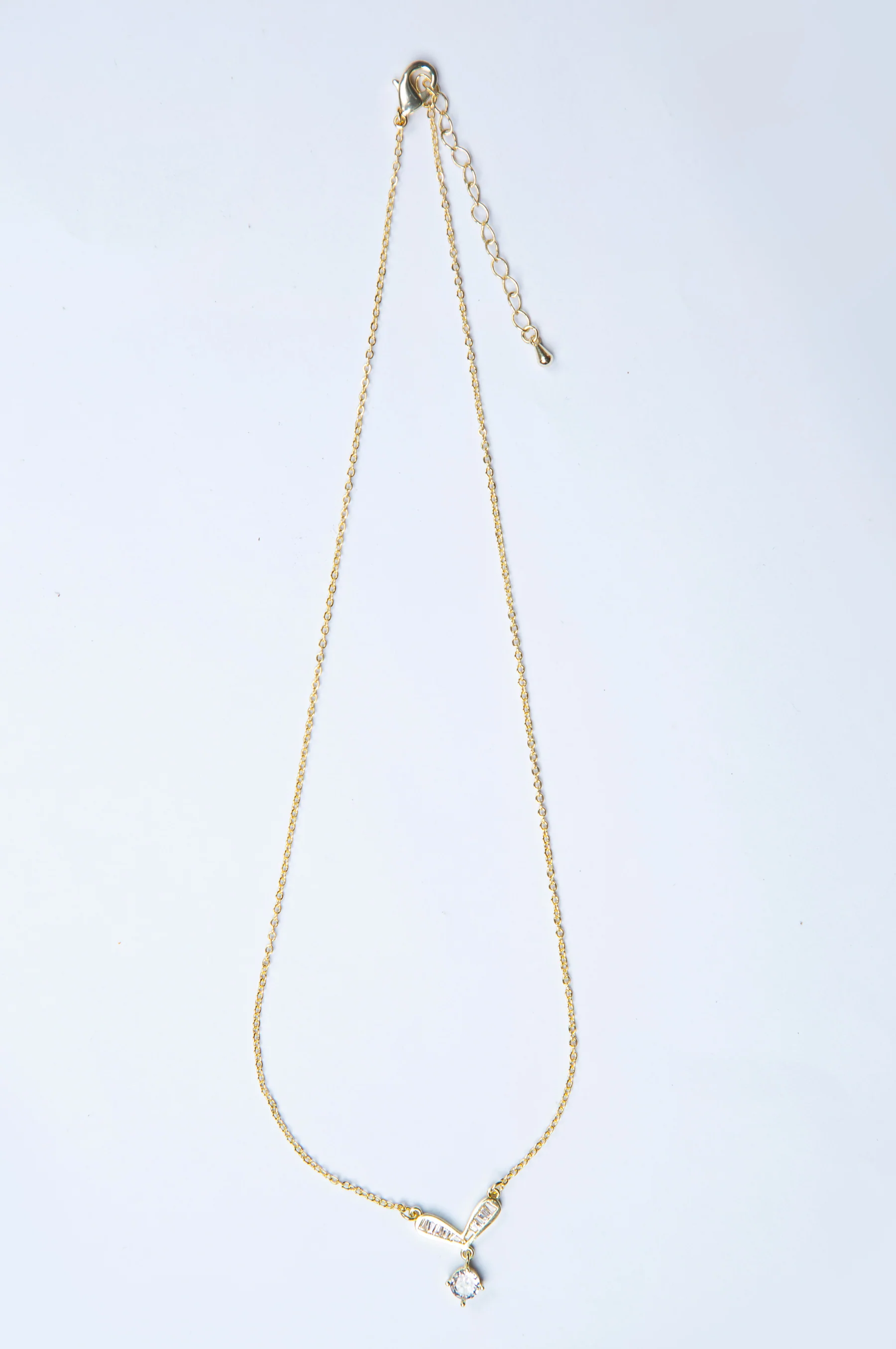 Gold-Plated Brass Necklace with White CZ - Image 3