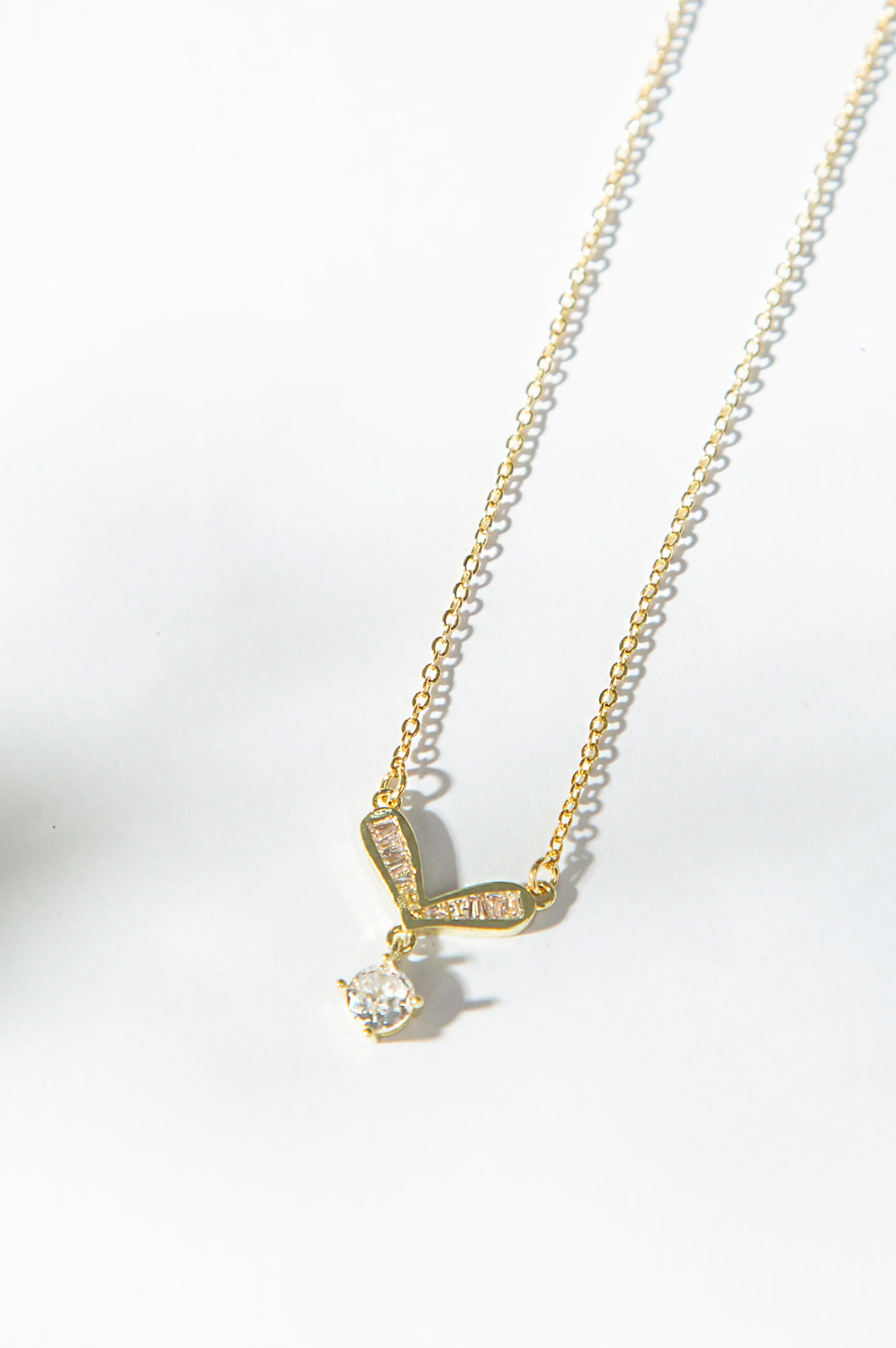 Gold-Plated Brass Necklace with White CZ - Image 4