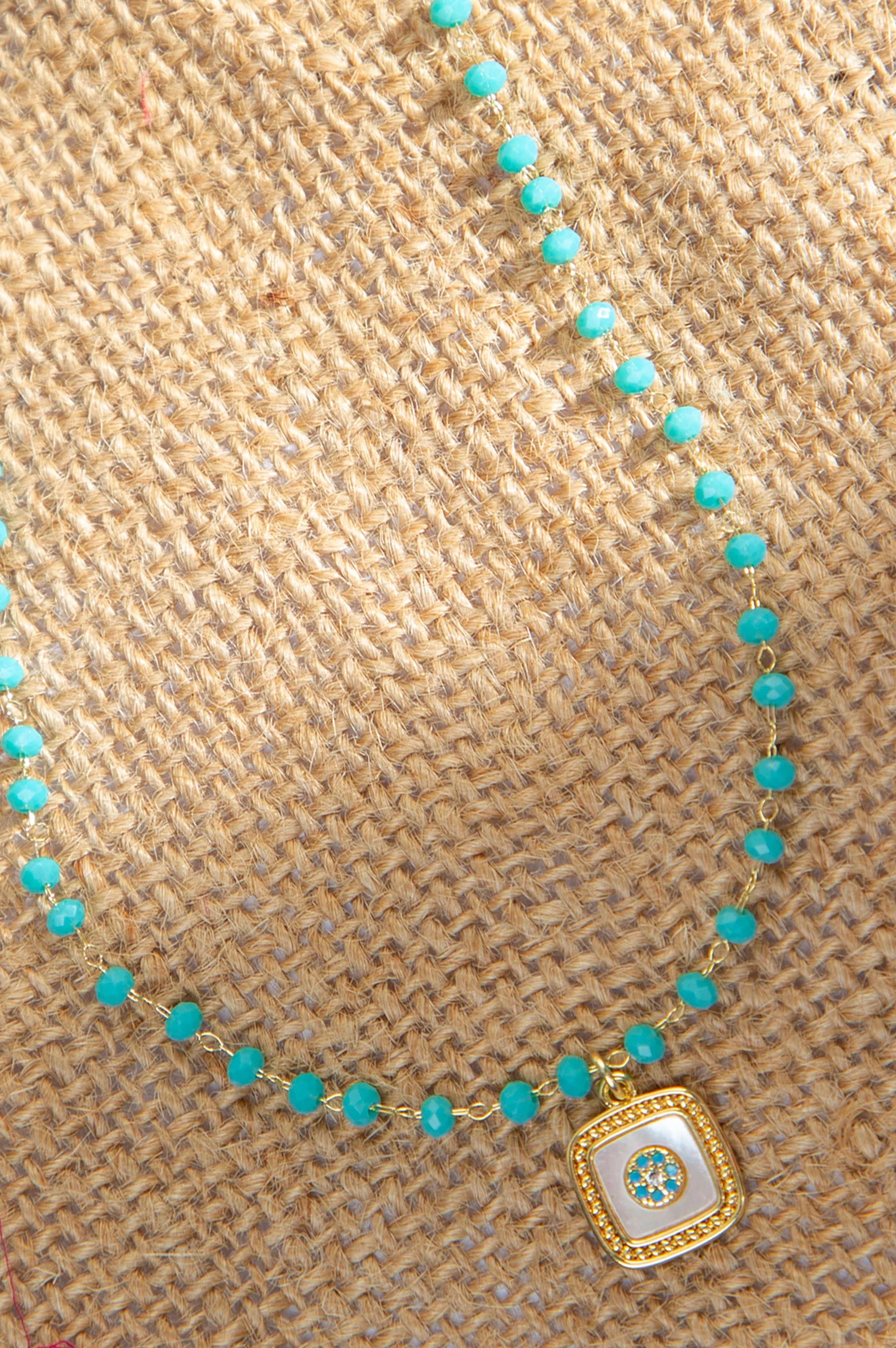 18K Gold-Plated Turquoise Pearl Necklace - Image 4