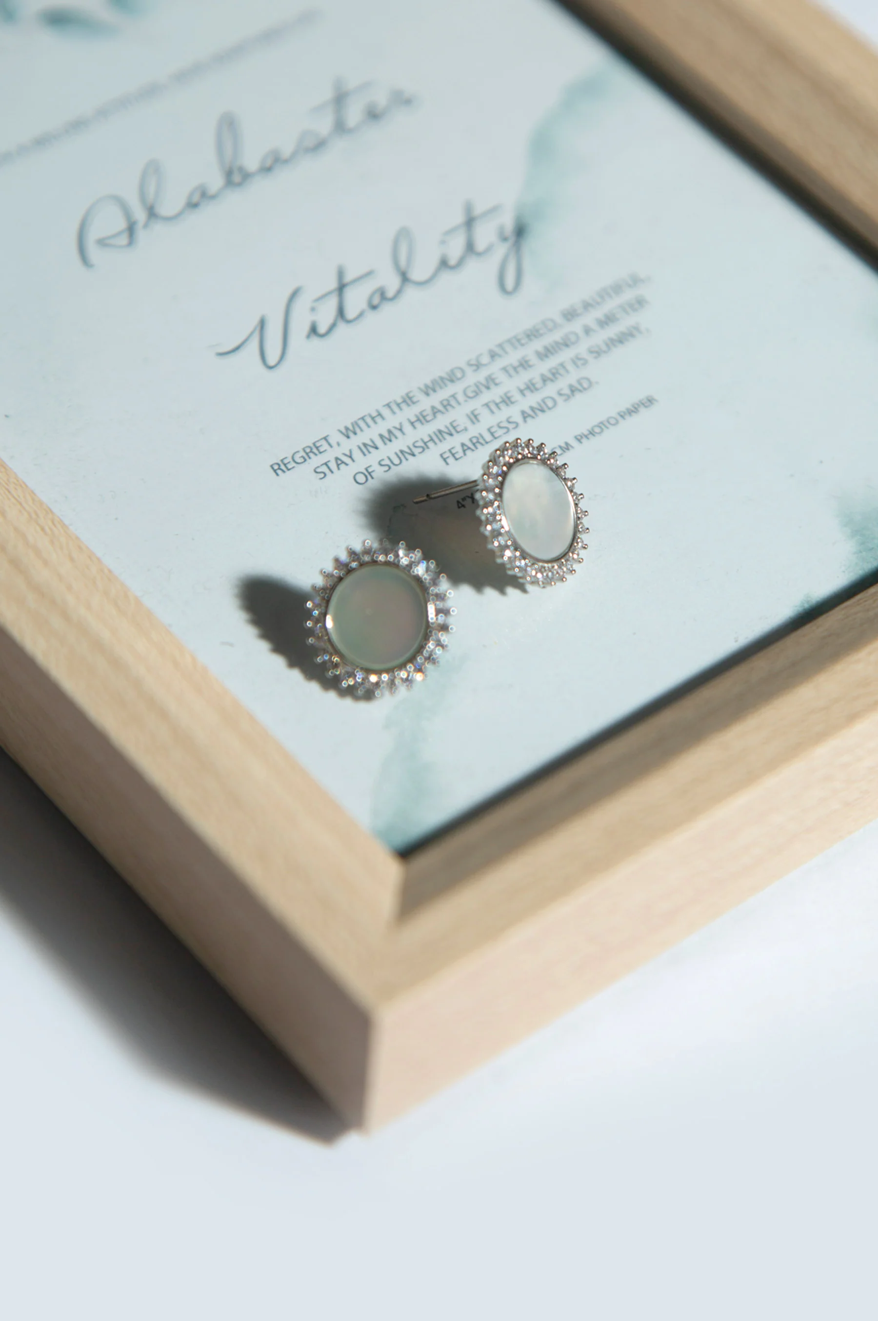 Rhodium Plated Earrings with White Pearl - Image 2