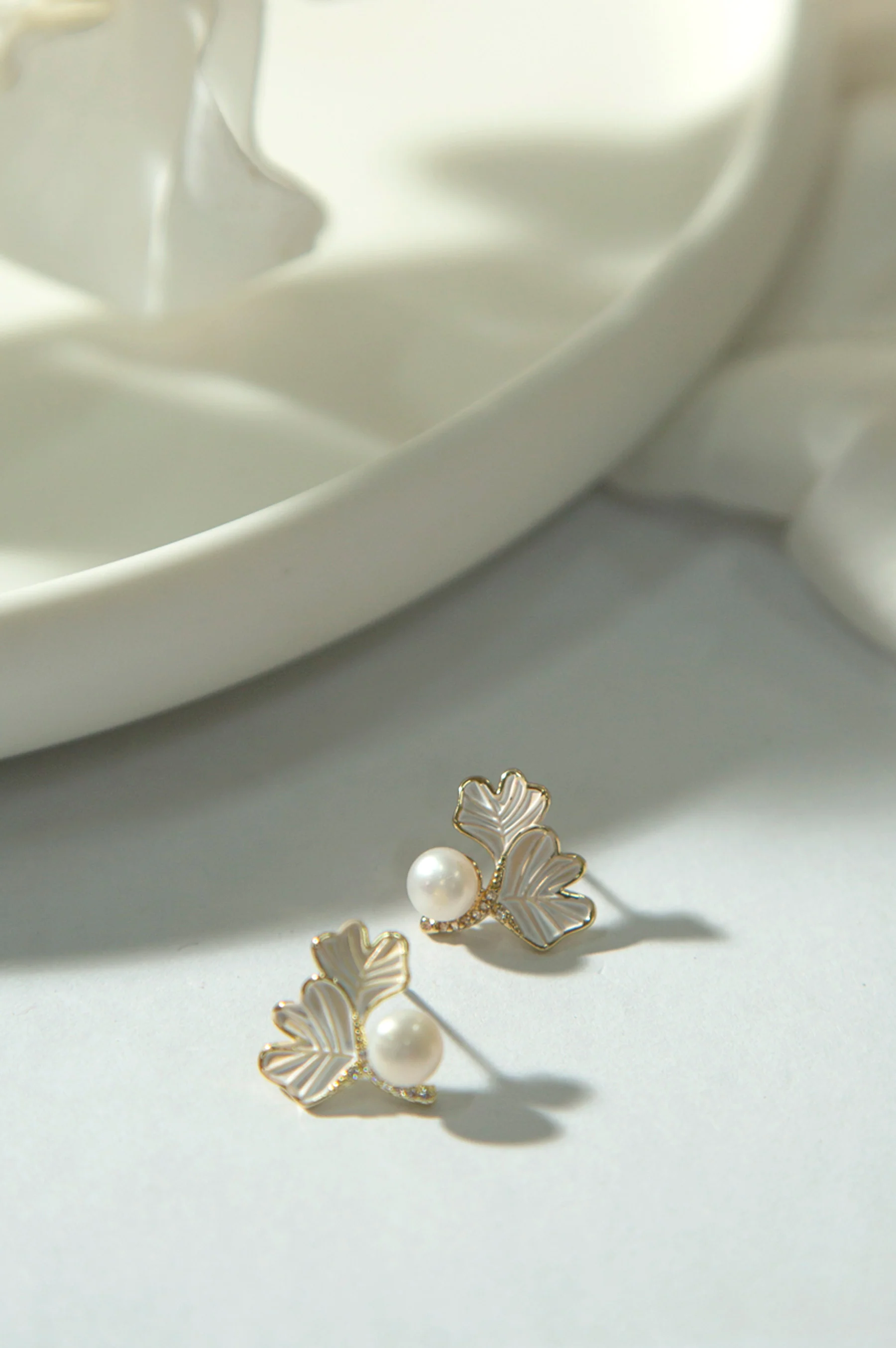 Pearl Earrings with Floral Design - Image 4
