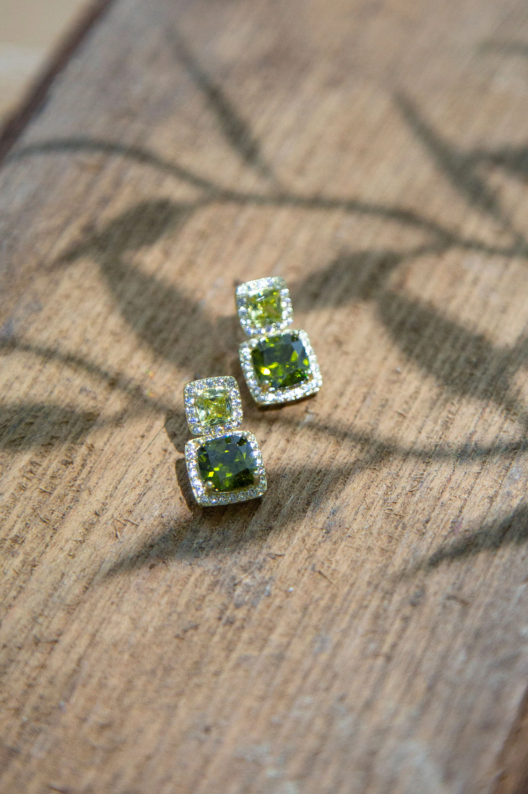 Olive Sparkling Zirconia Earrings - Image 2