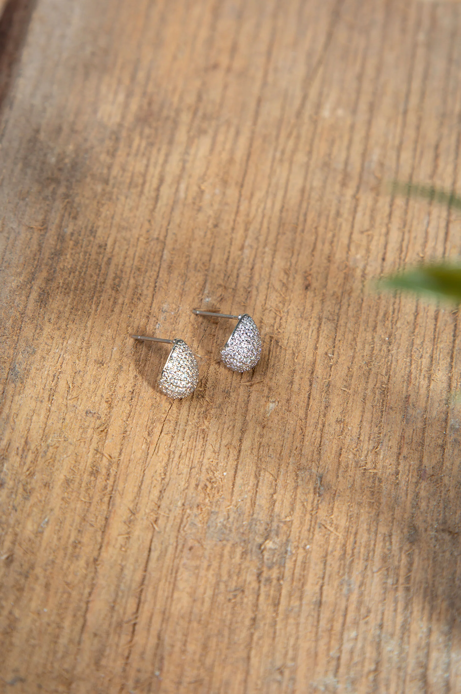 Rhodium Plated Stud Earrings - Image 2