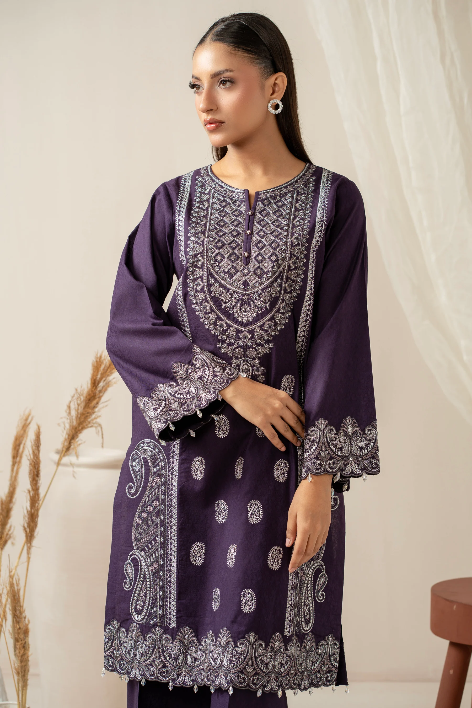 EMBROIDERED JACQUARD STITCHED 2 PIECE SUIT - Image 5