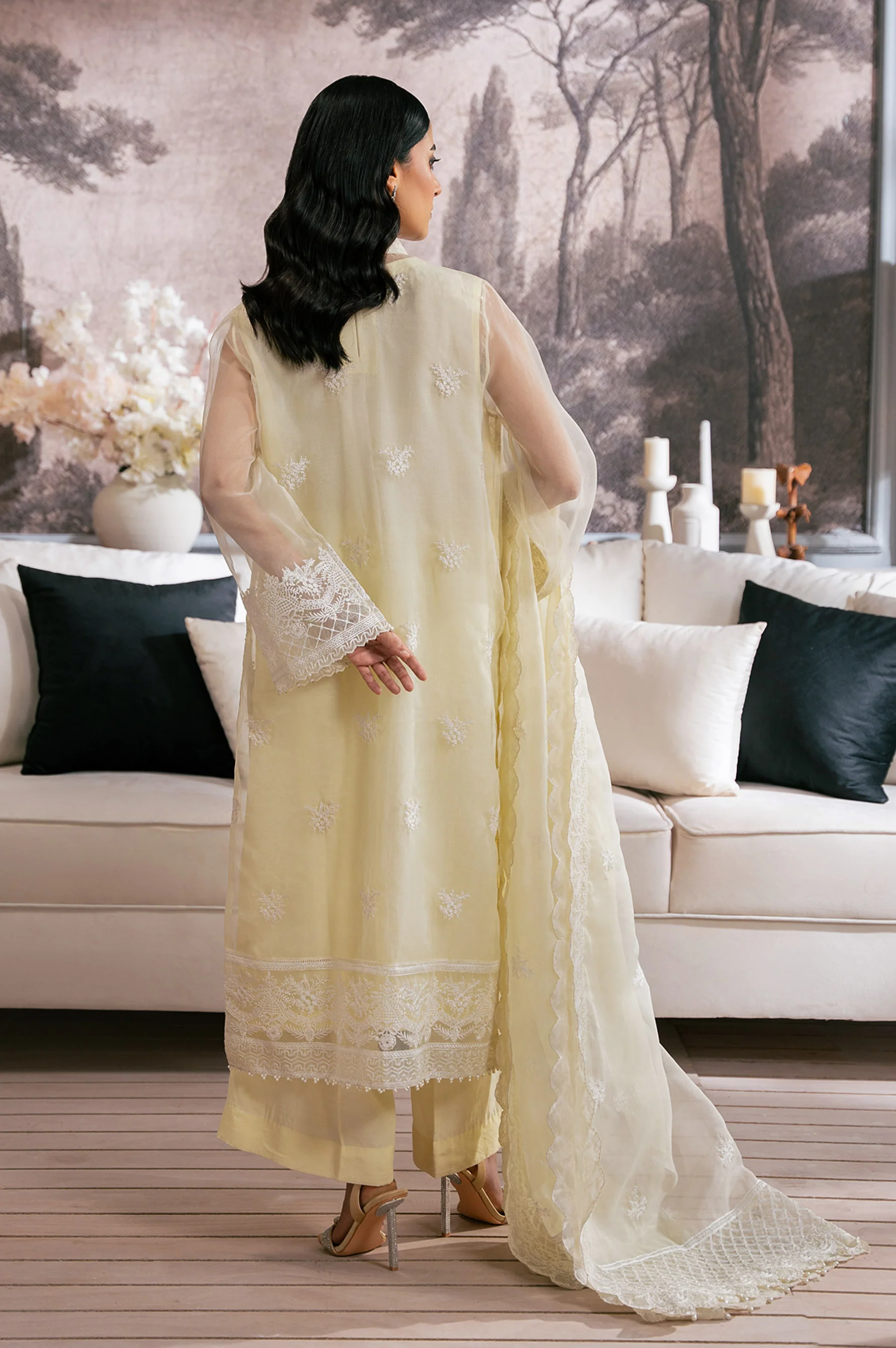 EMBROIDERED ORGANZA STITCHED 3 PIECE SUIT - Image 7