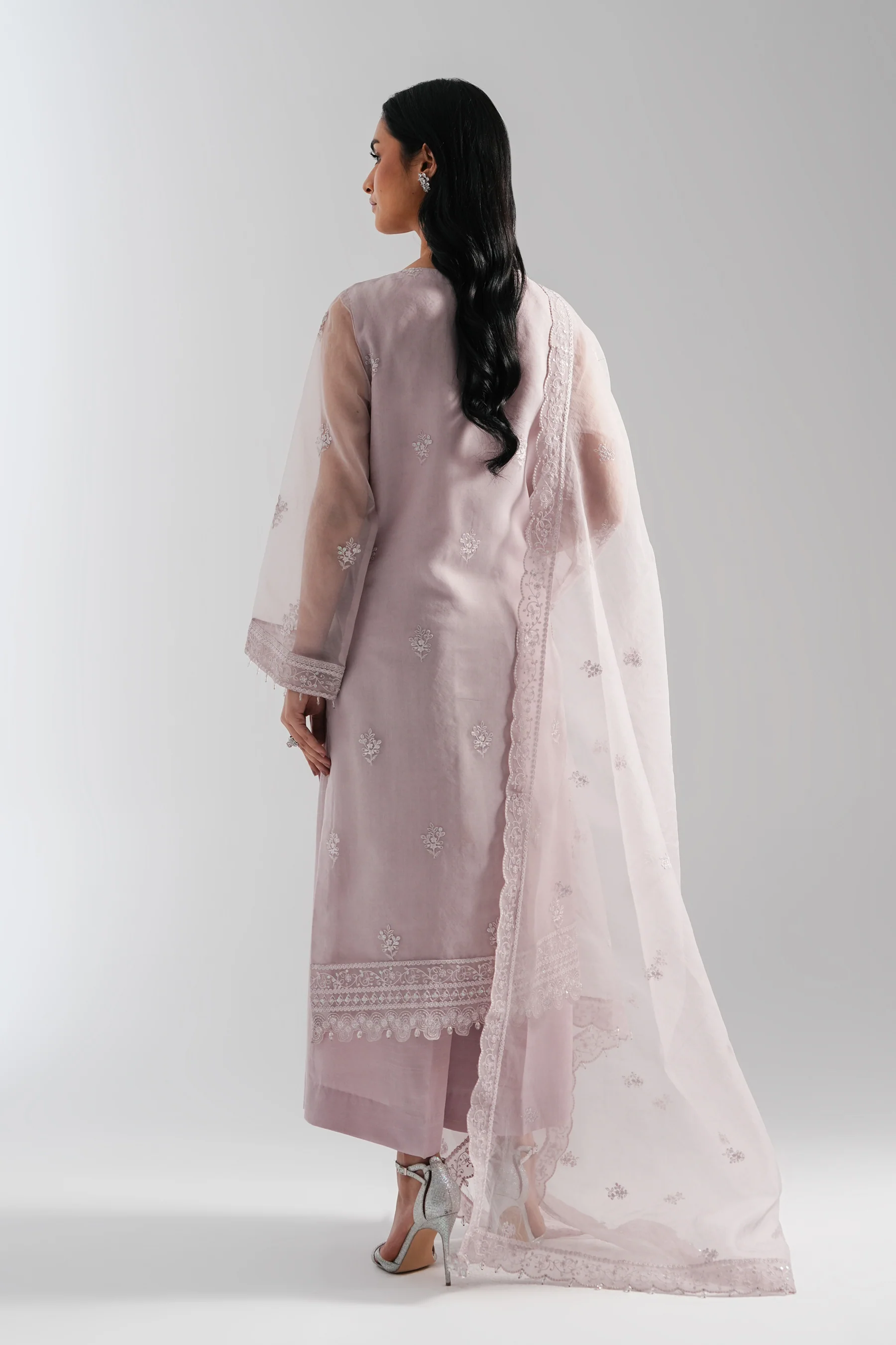 EMBROIDERED ORGANZA STITCHED 3 PIECE SUIT - Image 2