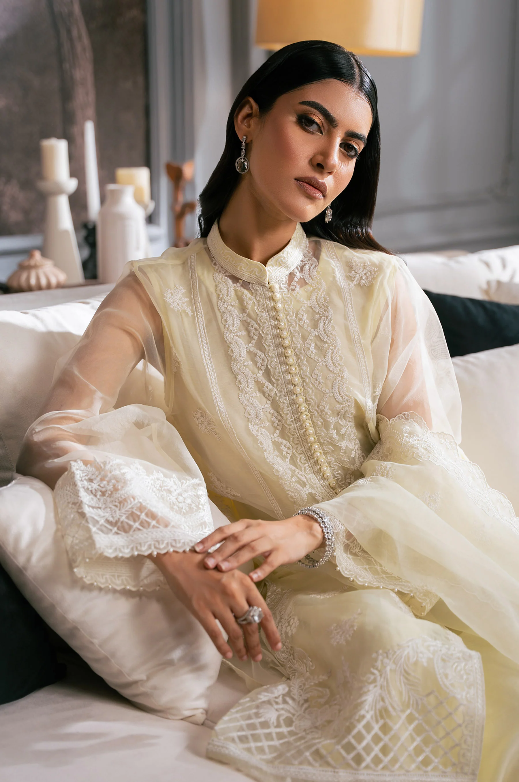 EMBROIDERED ORGANZA STITCHED 3 PIECE SUIT - Image 2