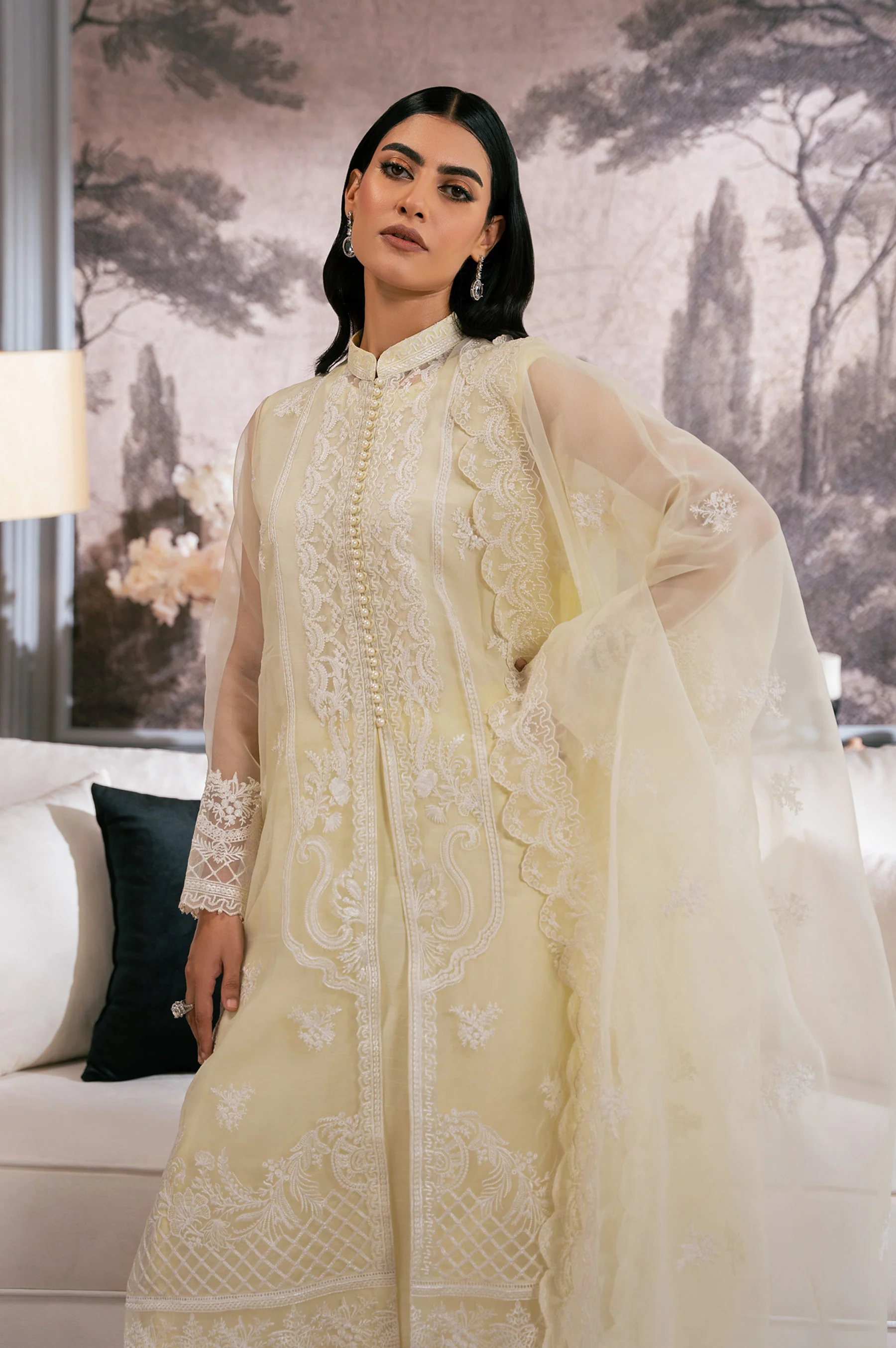 EMBROIDERED ORGANZA STITCHED 3 PIECE SUIT - Image 3