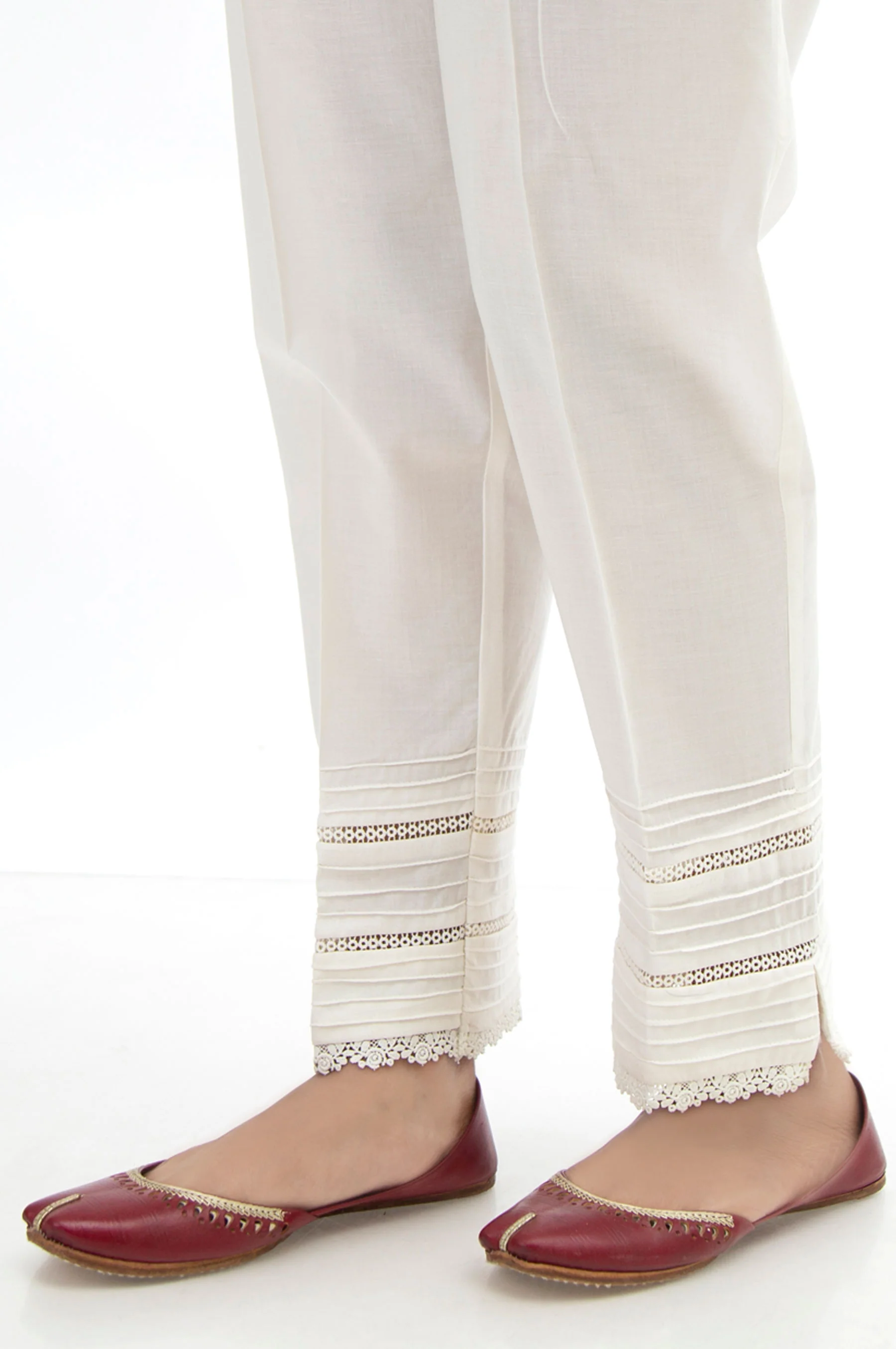 Embellished Cambric Cigarette Pants - White - Image 2
