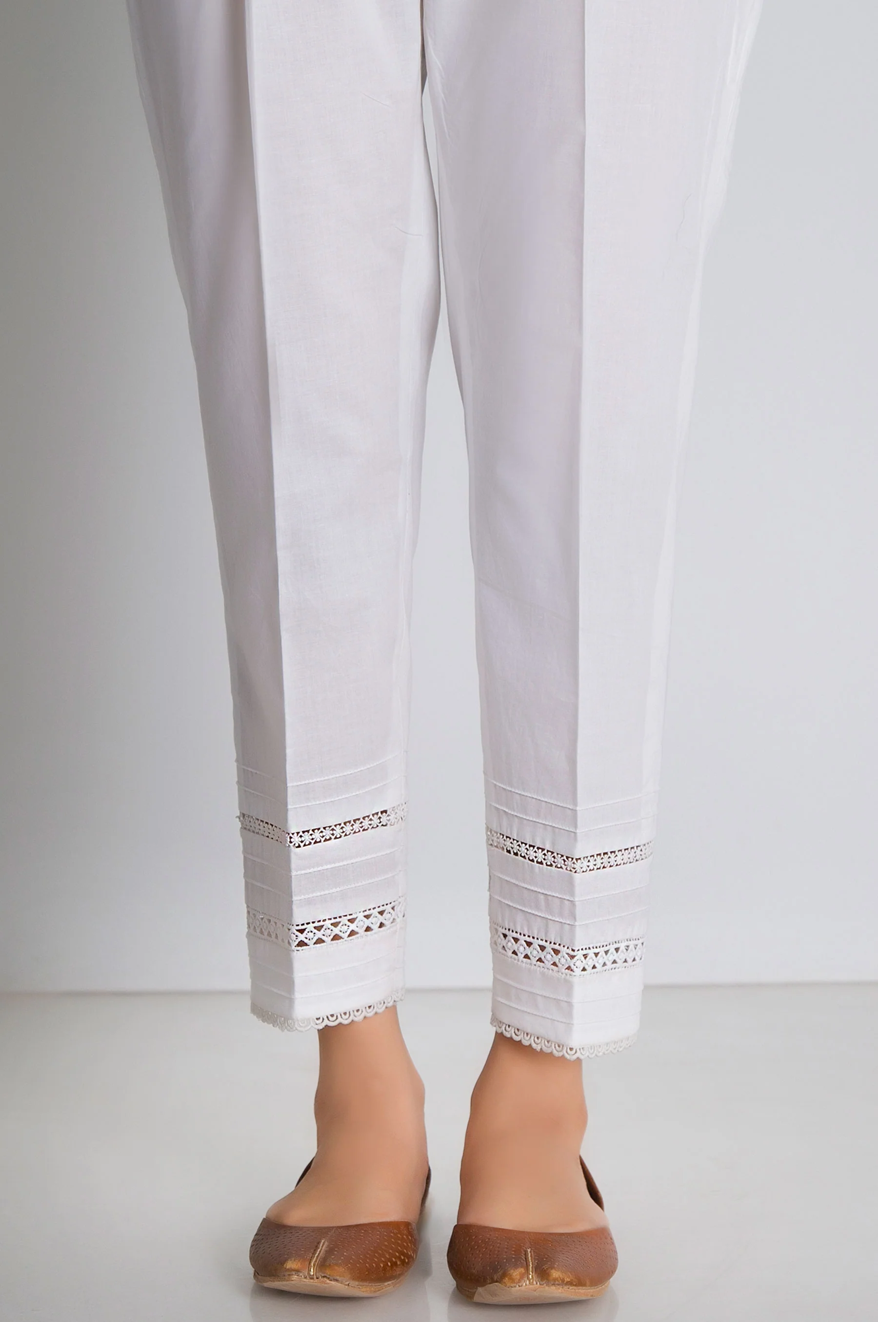 Embellished Cambric Cigarette Pant - White