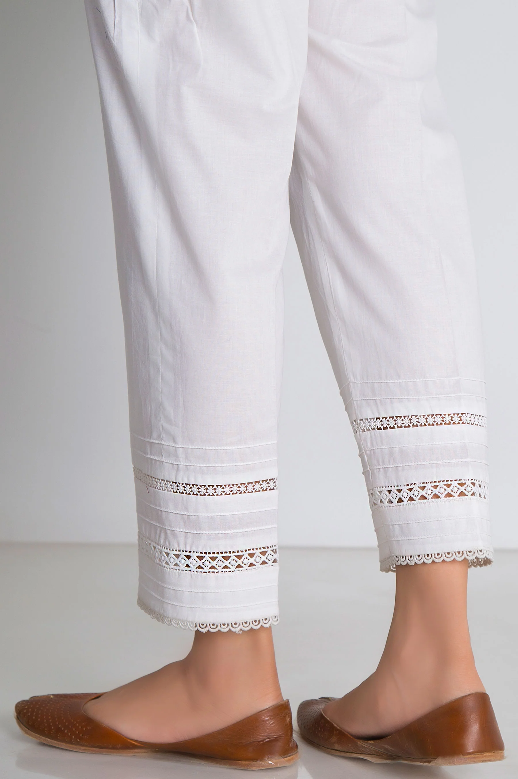 Embellished Cambric Cigarette Pant - White - Image 2