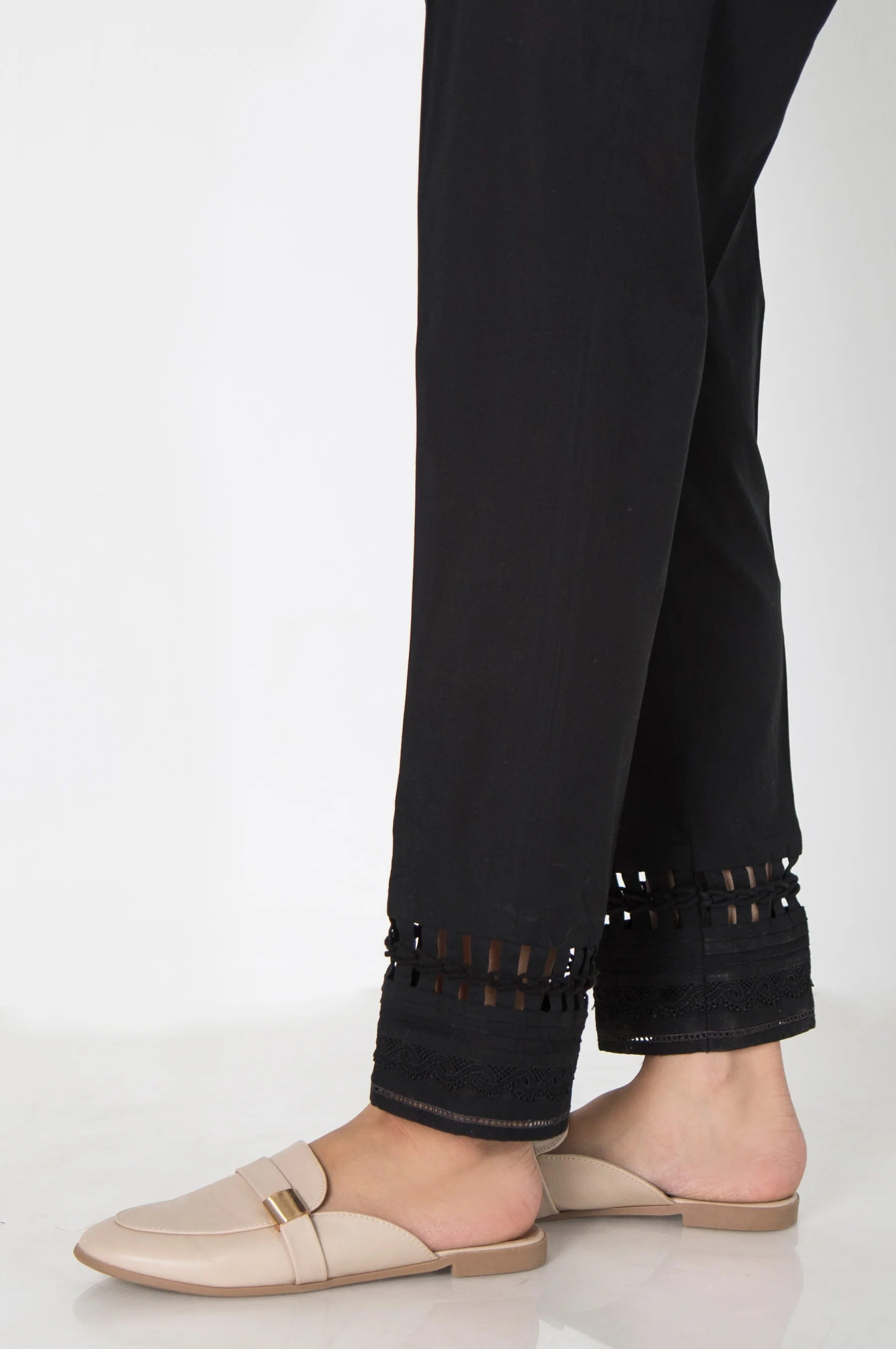 Embellished Cambric Cigarette Pants - Black - Image 2