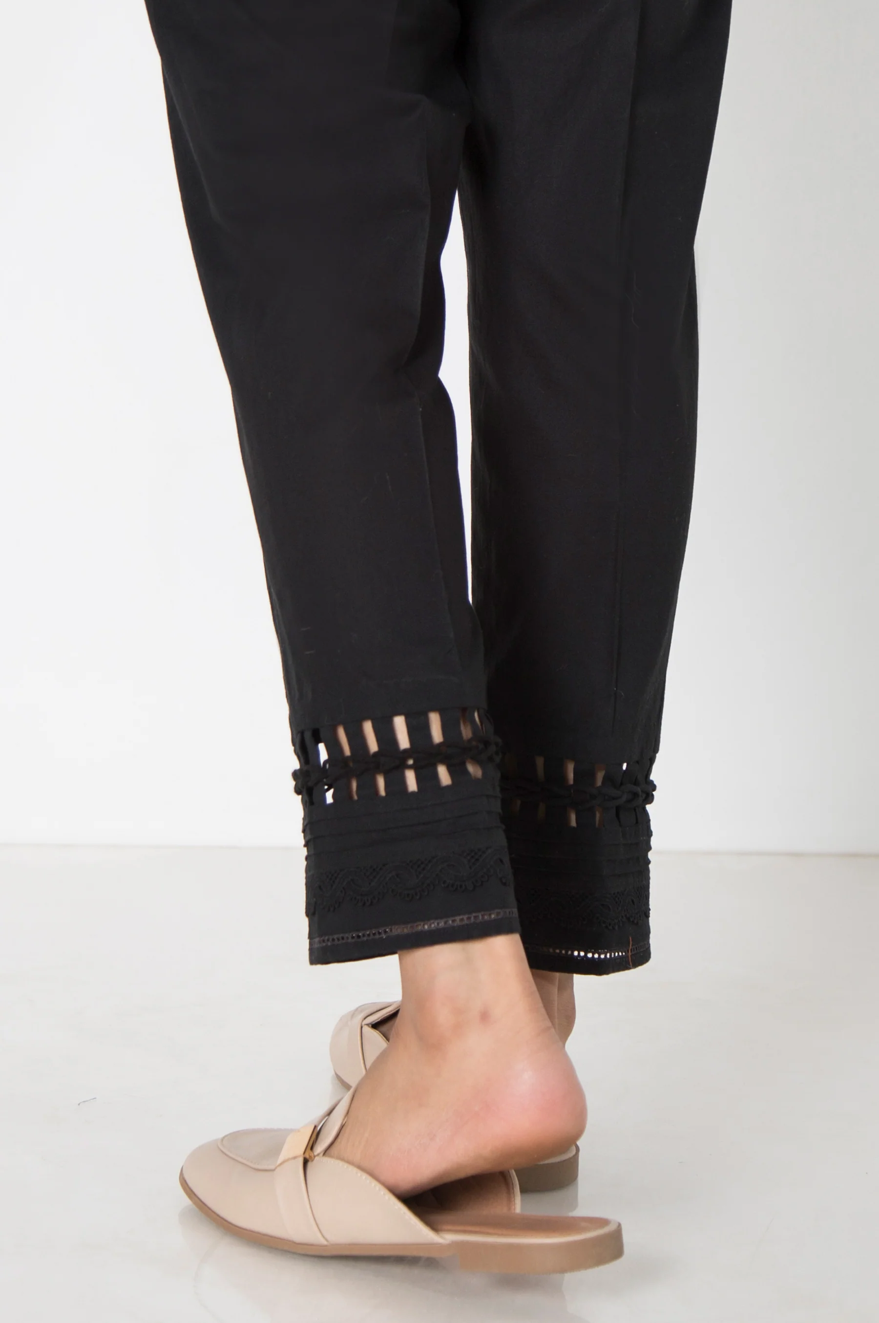 Embellished Cambric Cigarette Pants - Black - Image 3