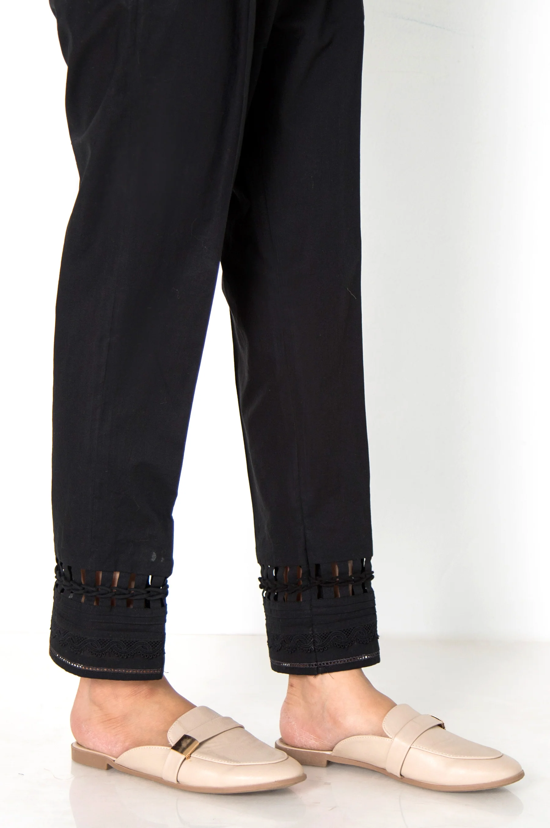 Embellished Cambric Cigarette Pants - Black - Image 4