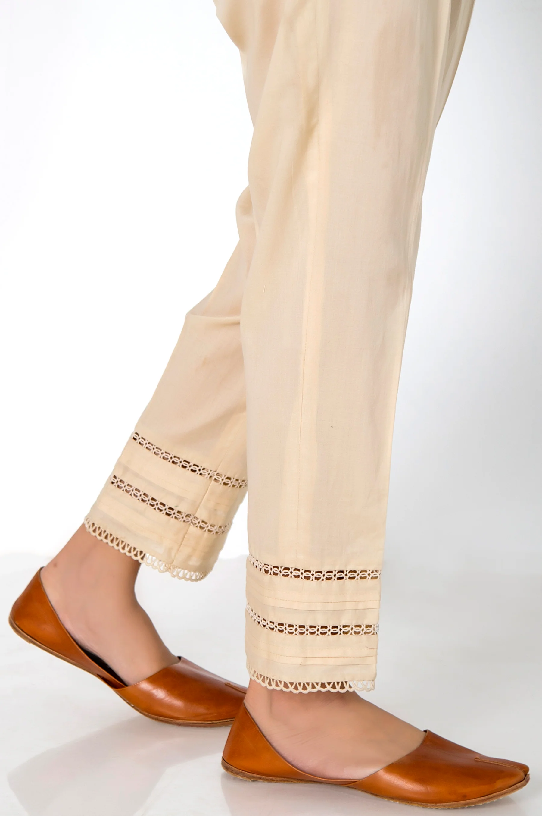 Embellished Cambric Cigarette Pants - Beige - Image 2