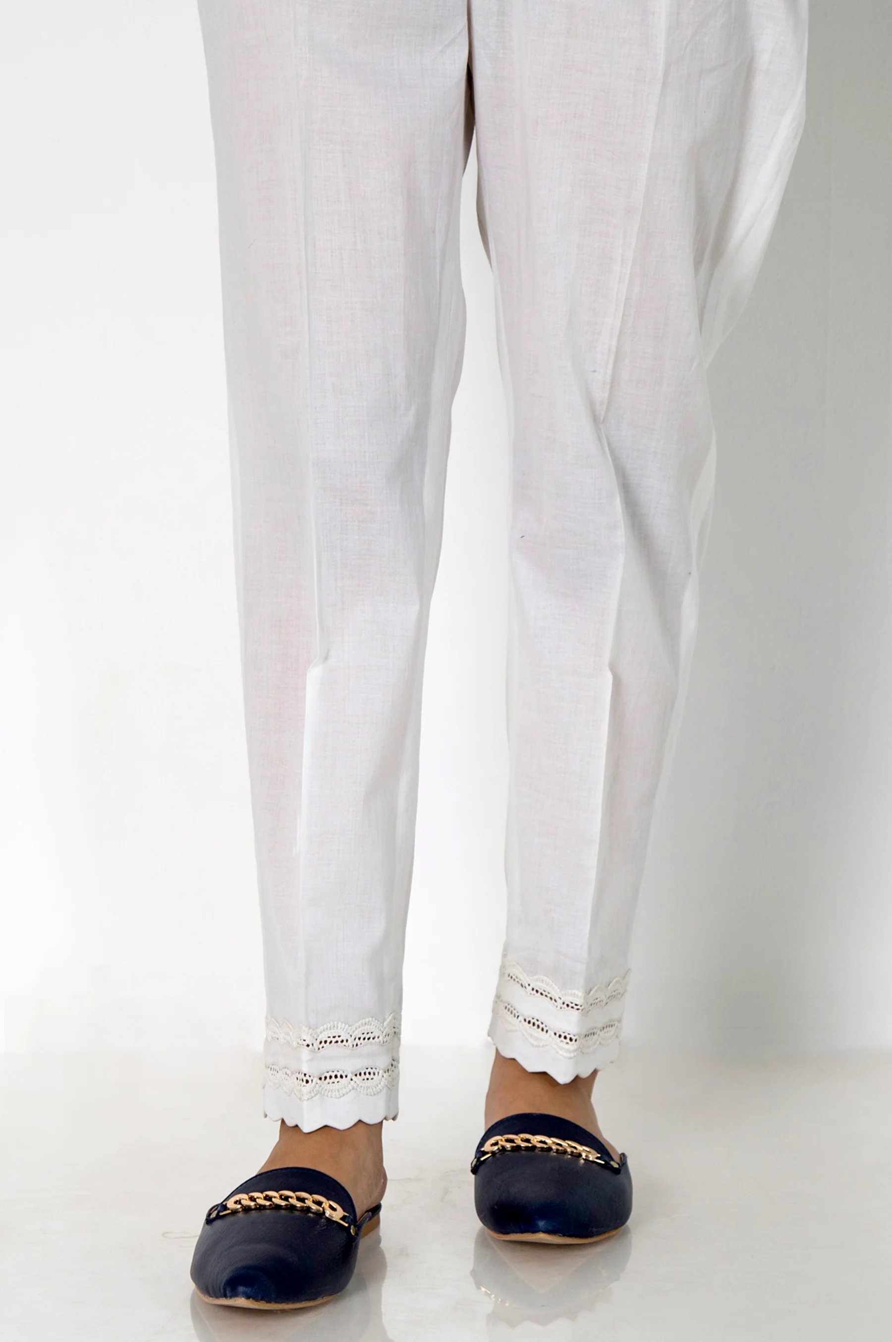Stylised Cambric Cigarette Pants - White - Image 3