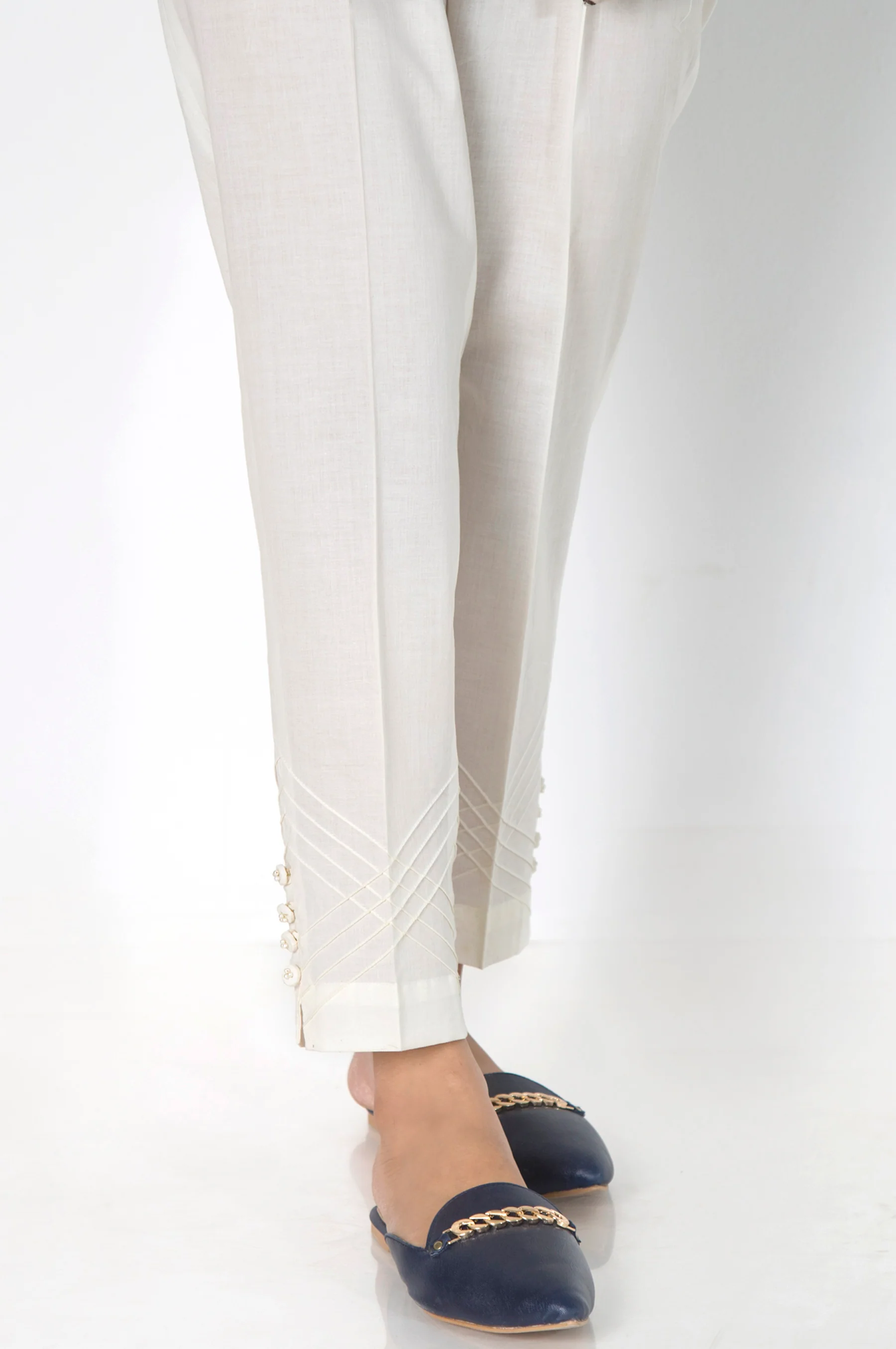 Embellished Cambric Cigarette Pants - Off-White
