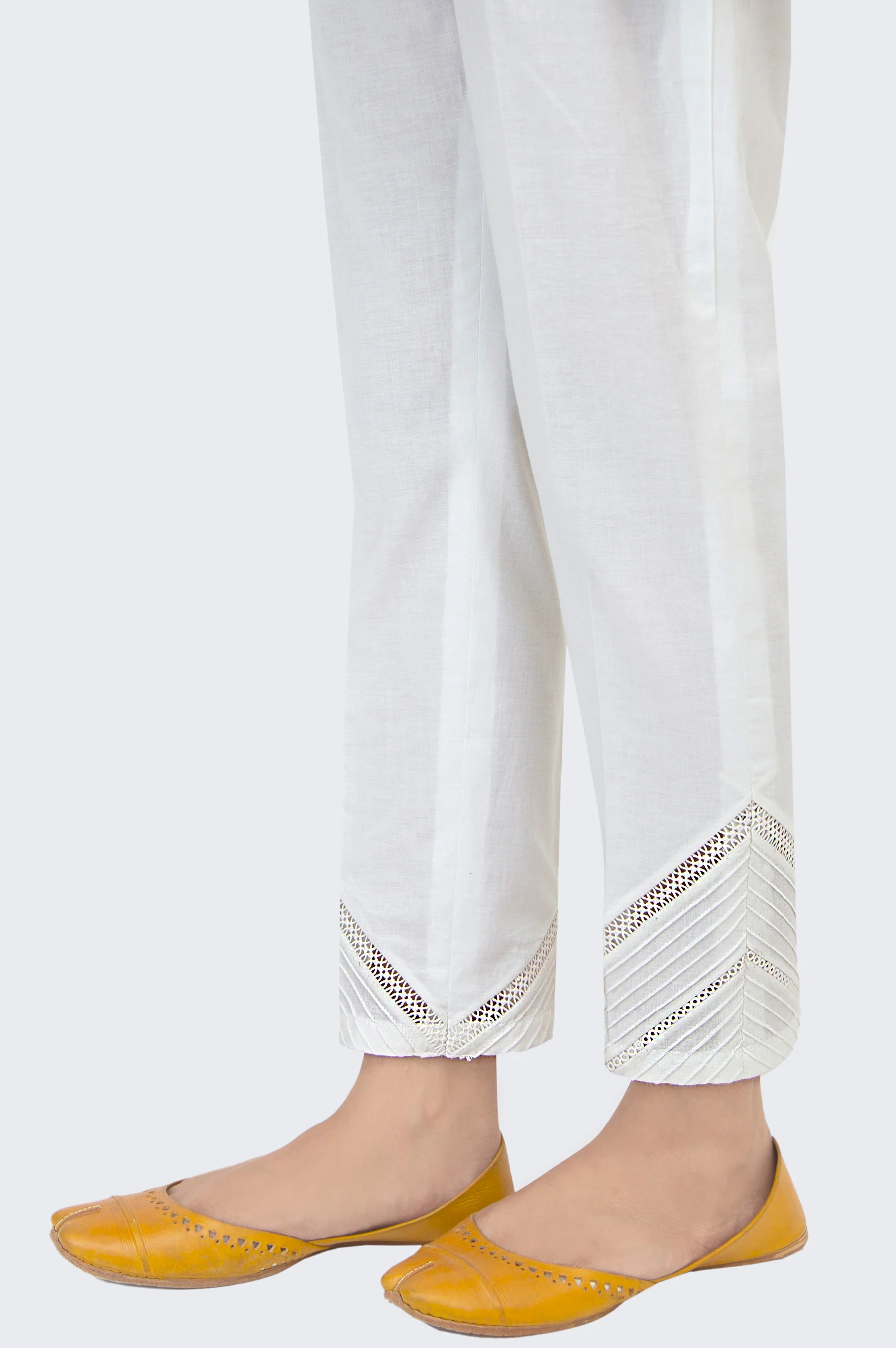 Embellished Cambric Cigarette Pants - White - Image 3
