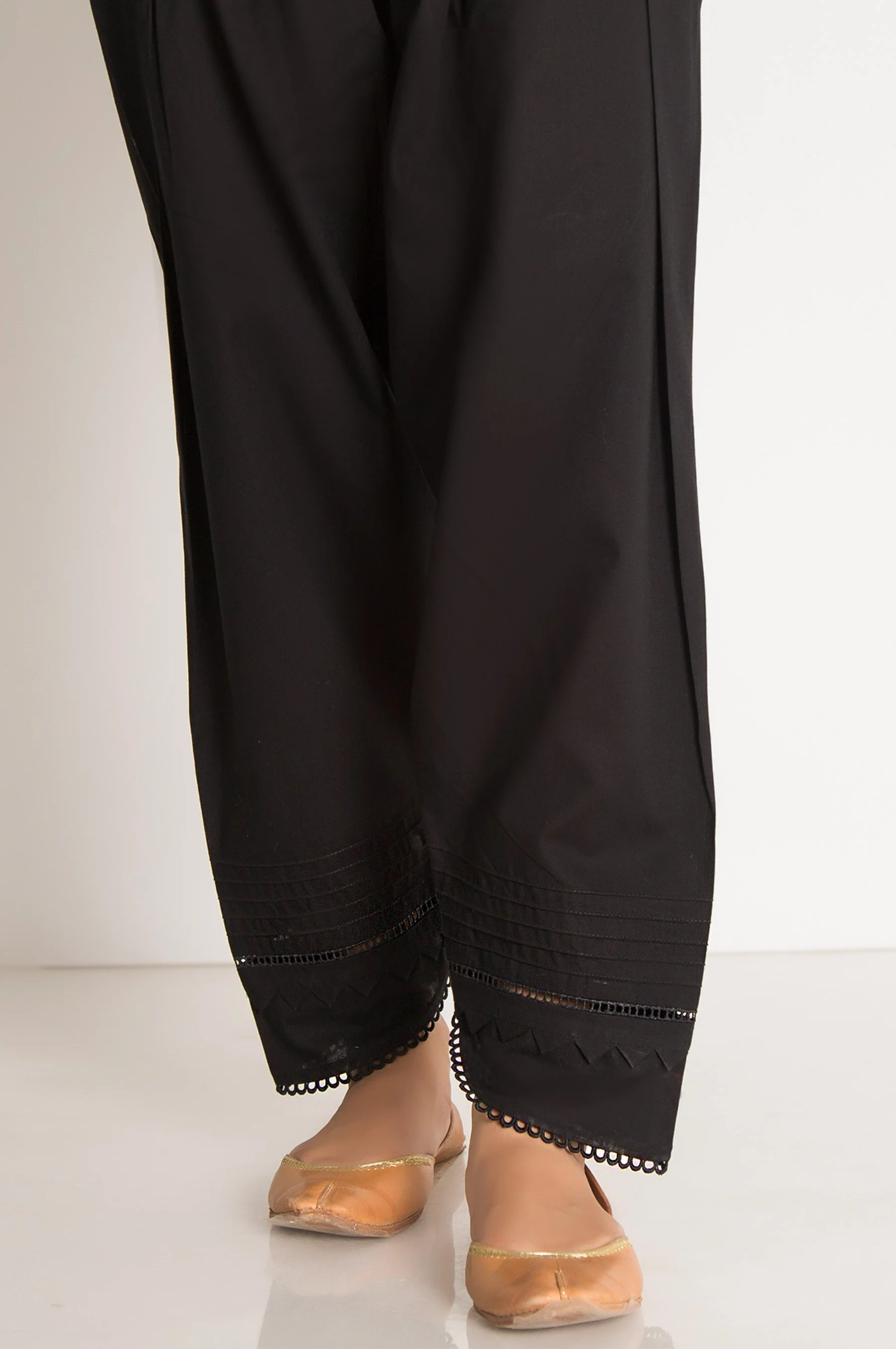 Embellished Cambric Shalwar - Black
